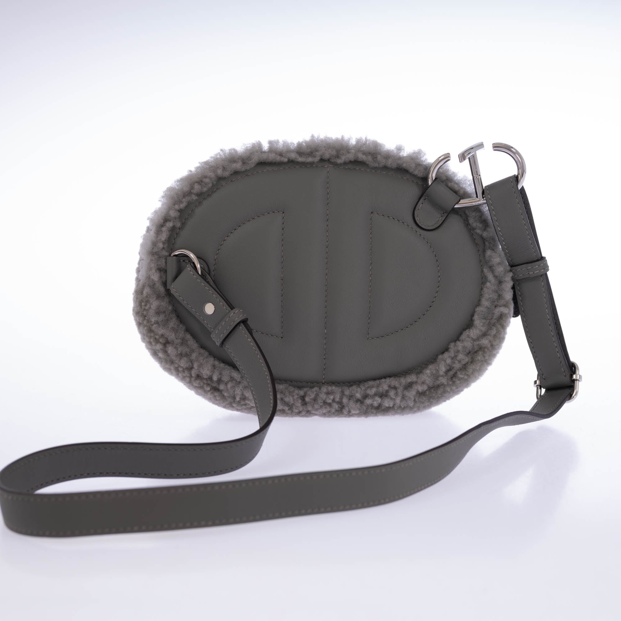 Hermès In-The-Loop Waist Bag Gris Shearling and Swift Palladium Hardware
