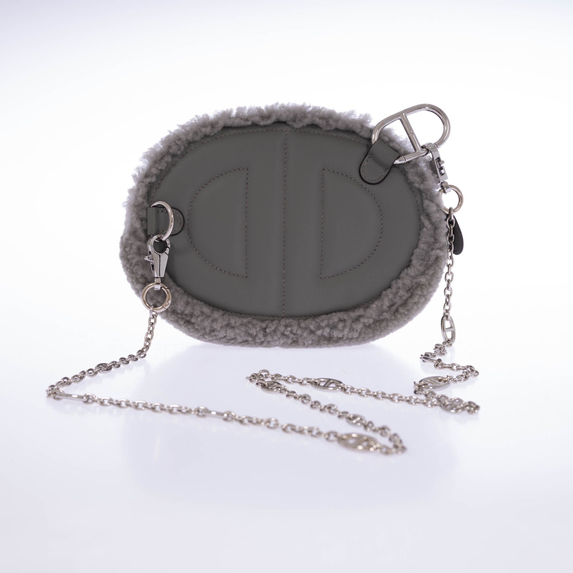 Hermès In-The-Loop Waist Bag Gris Shearling and Swift Palladium Hardware