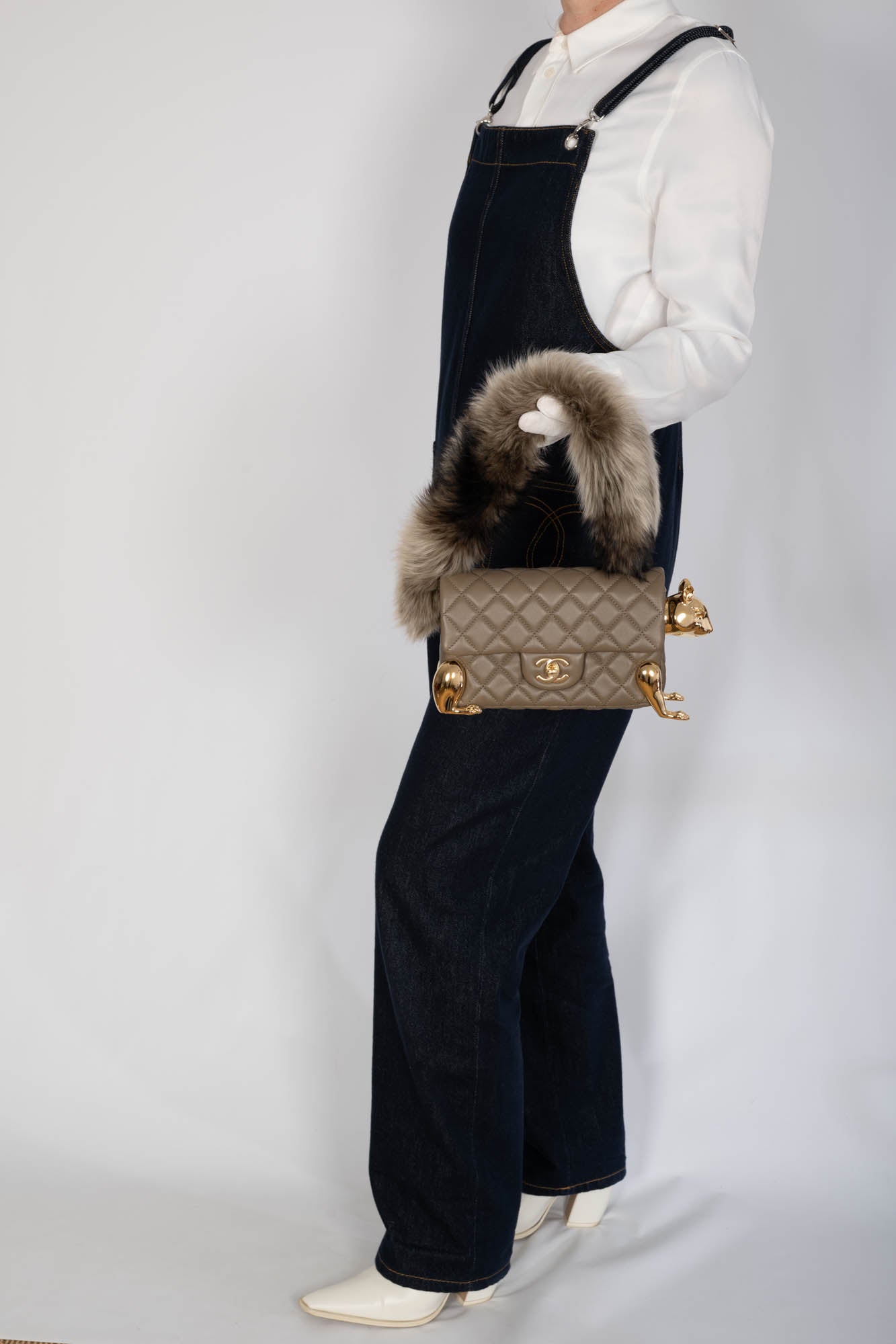 Chanel Squirrel Mini Flap Bag full look on model