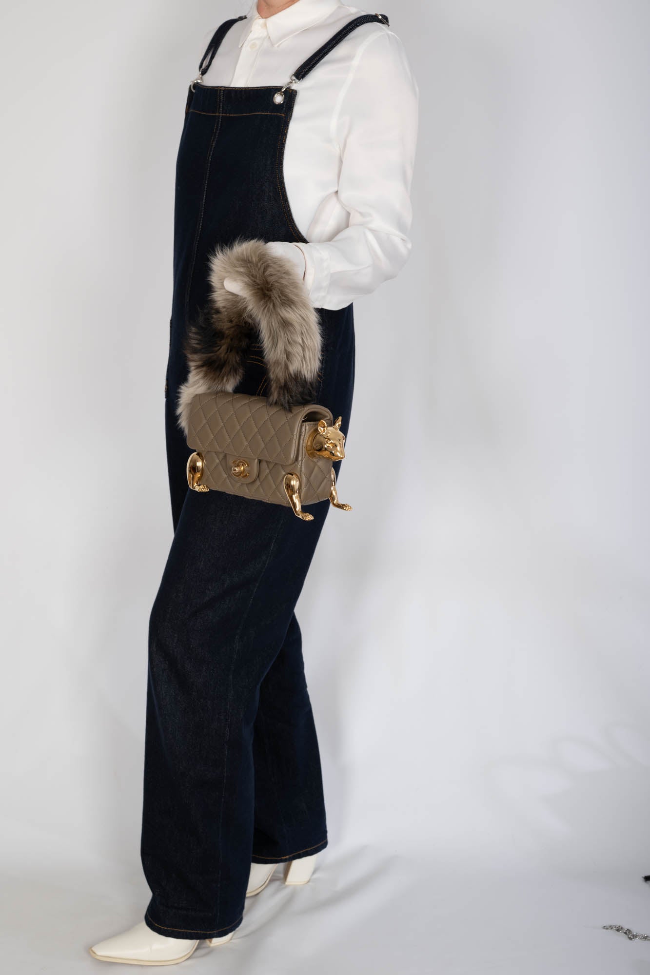 Chanel Squirrel Mini Flap Bag model carry front view