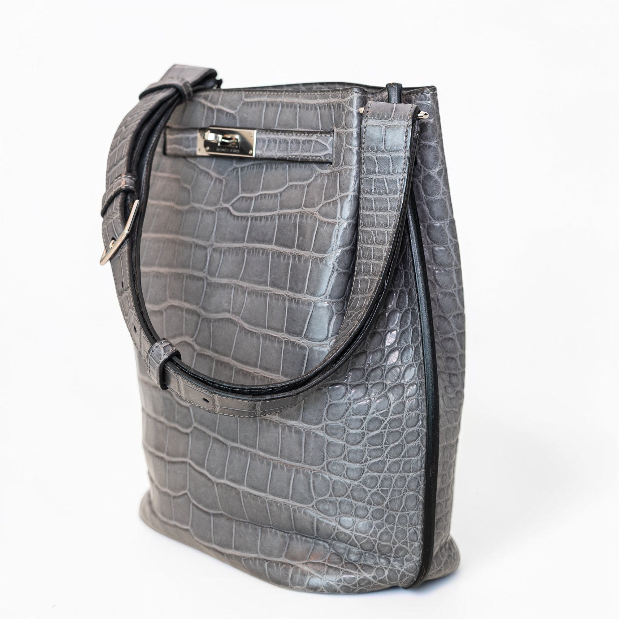 Hermès So Kelly 22 Gris Paris Matte Alligator Palladium Hardware