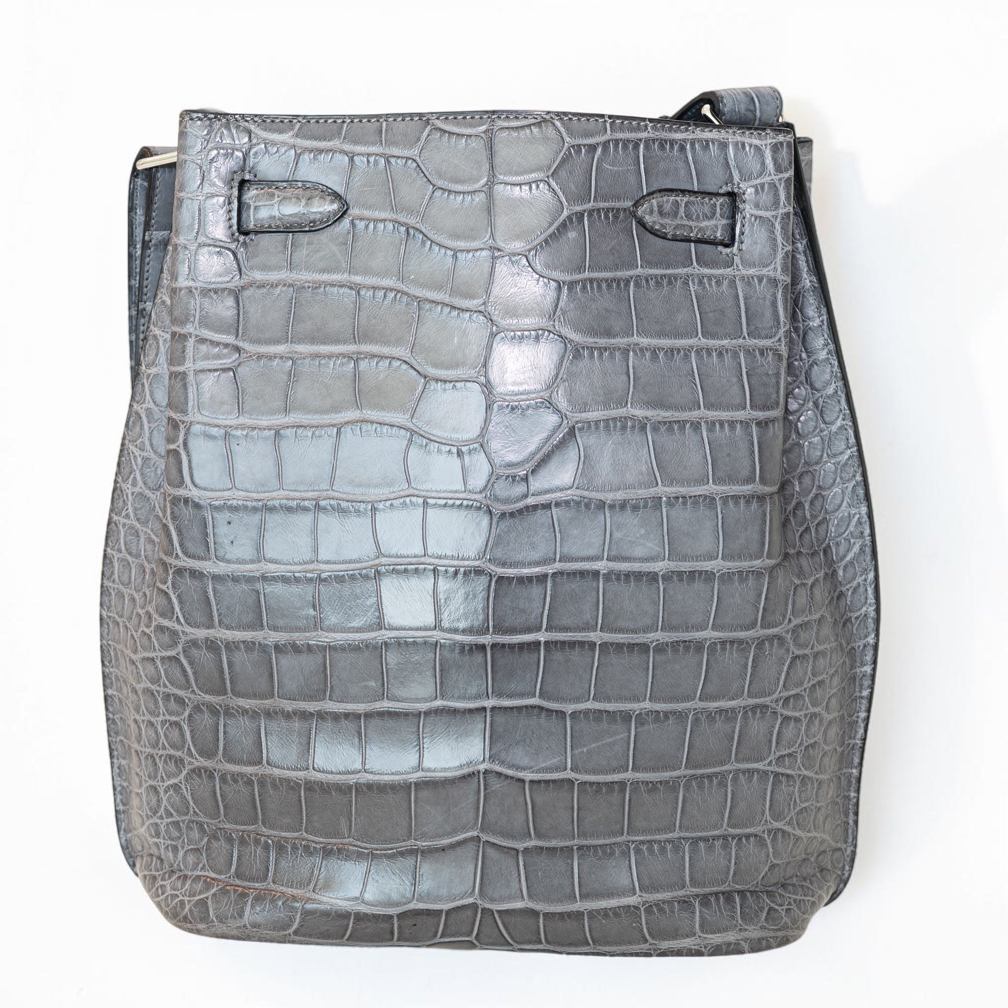 Hermès So Kelly 22 Gris Paris Matte Alligator Palladium Hardware