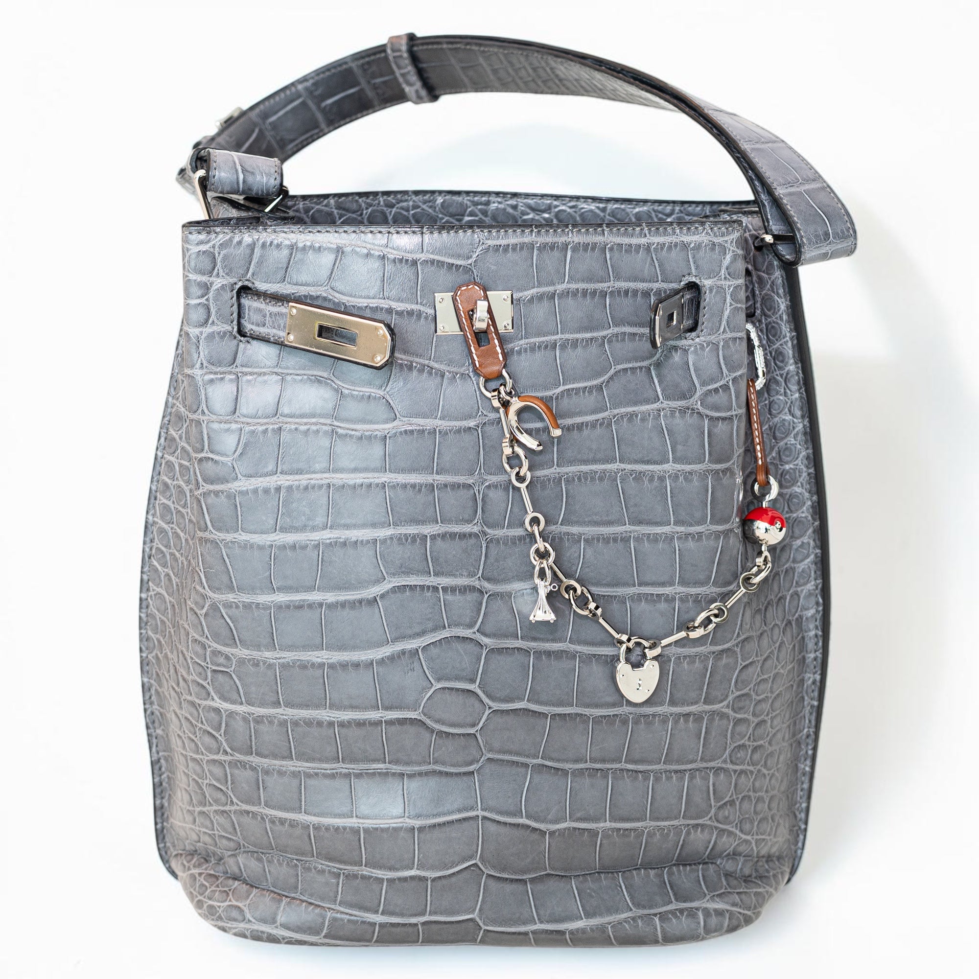Hermès So Kelly 22 Gris Paris Matte Alligator Palladium Hardware