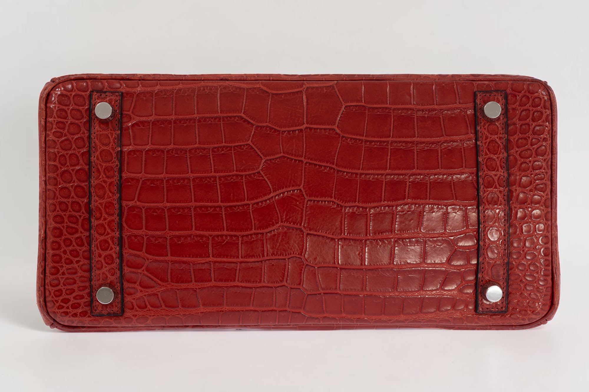 Hermès Birkin 30 Rouge H Matte Porosus Crocodile 18K White Gold and Diamond Hardware
