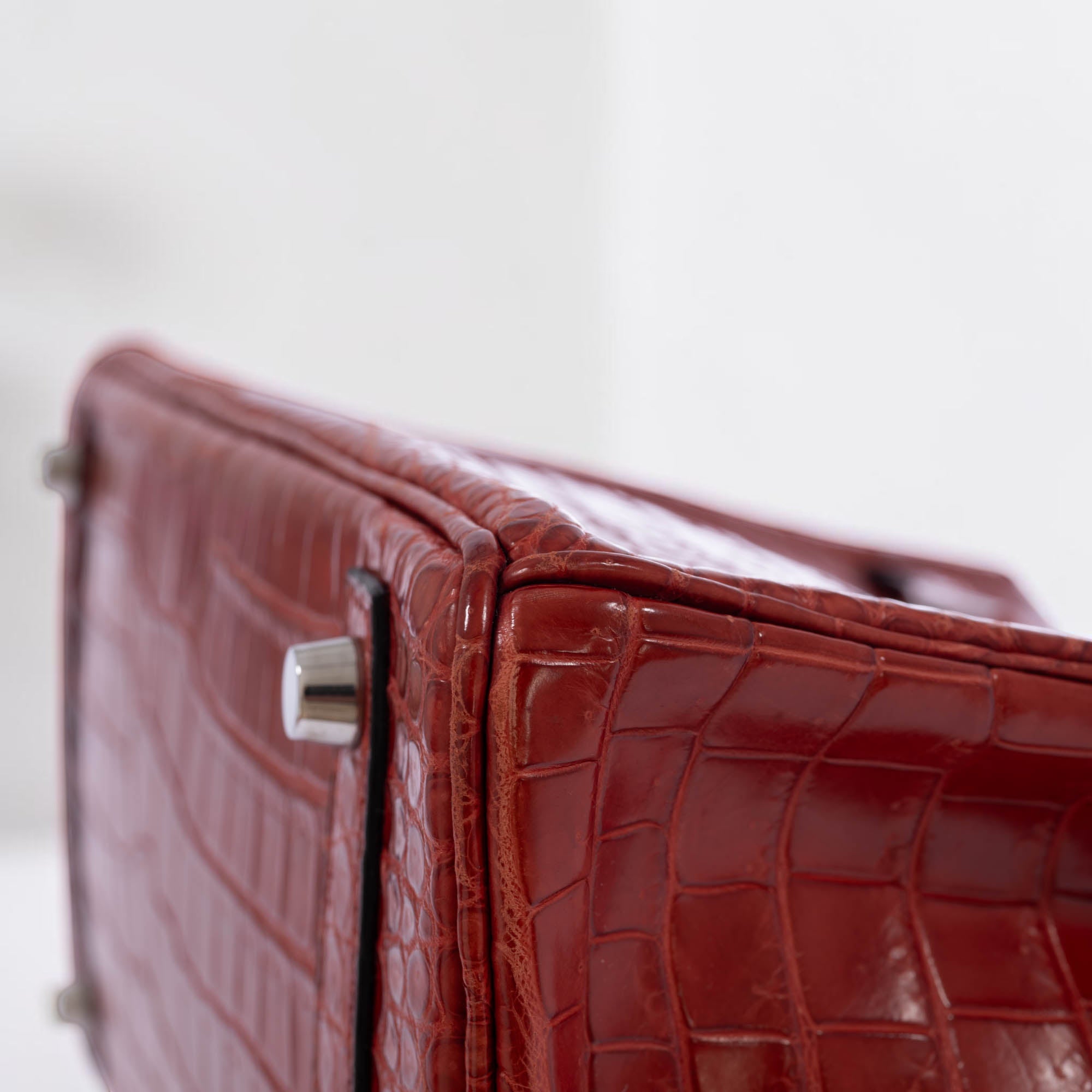 Hermès Birkin 30 Rouge H Matte Porosus Crocodile 18K White Gold and Diamond Hardware