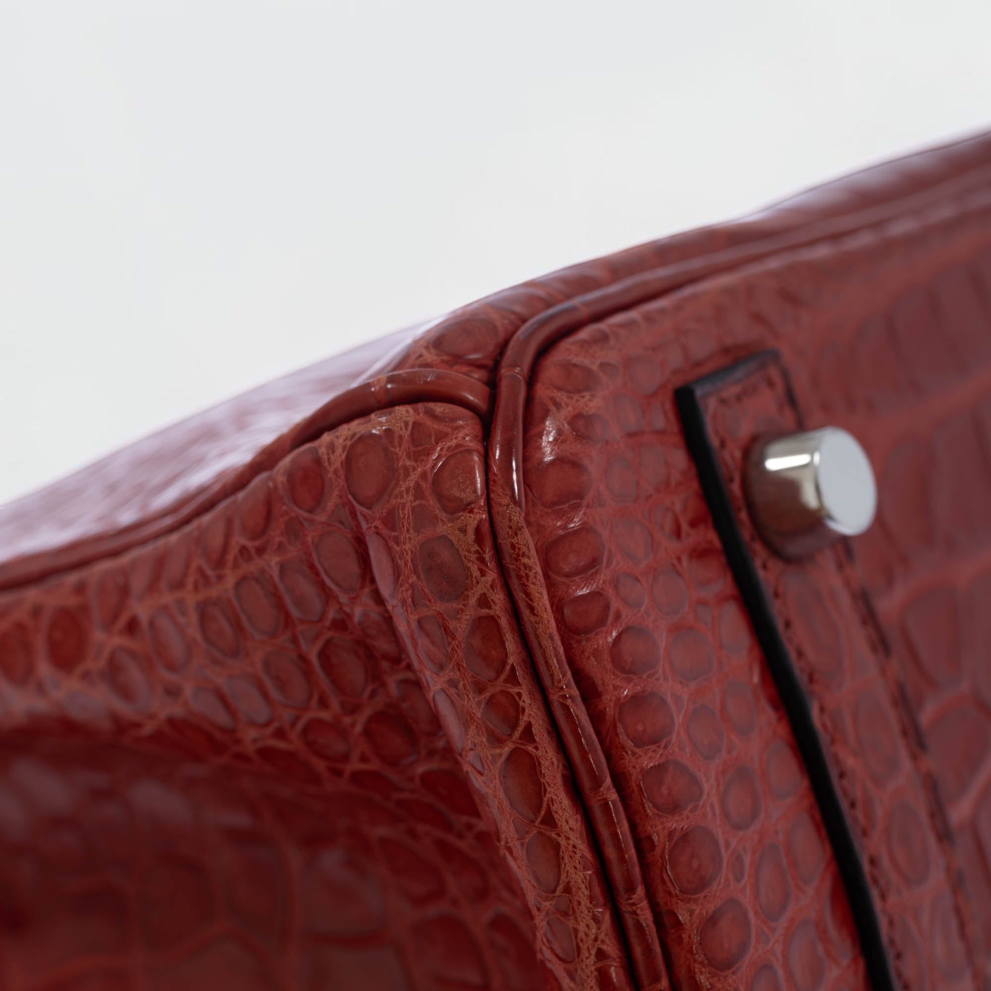 Hermès Birkin 30 Rouge H Matte Porosus Crocodile 18K White Gold and Diamond Hardware