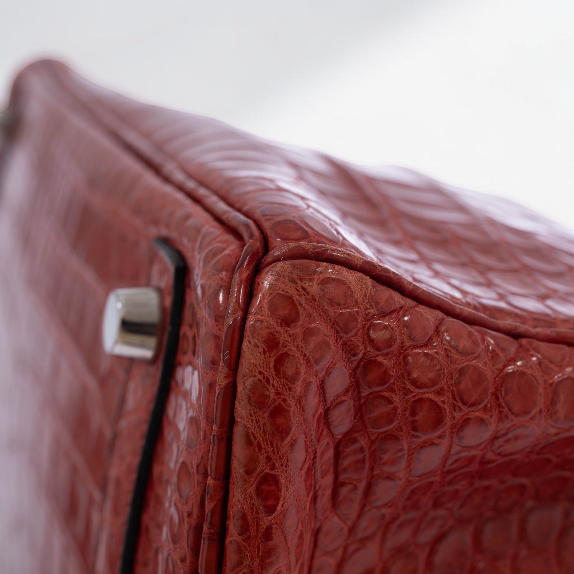 Hermès Birkin 30 Rouge H Matte Porosus Crocodile 18K White Gold and Diamond Hardware