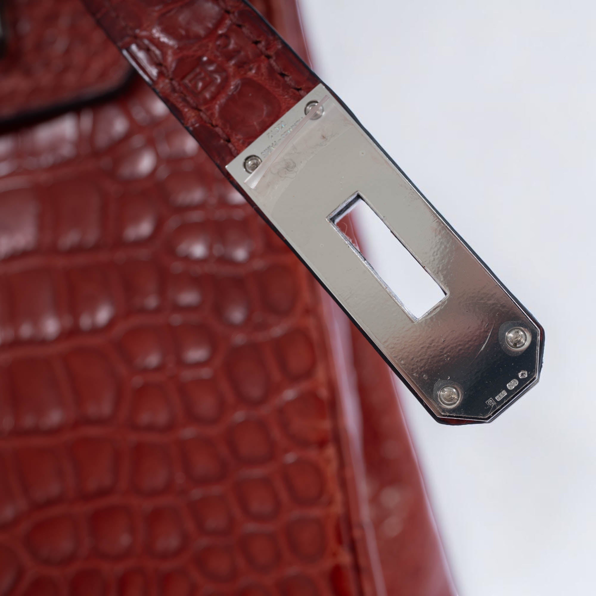 Hermès Birkin 30 Rouge H Matte Porosus Crocodile 18K White Gold and Diamond Hardware