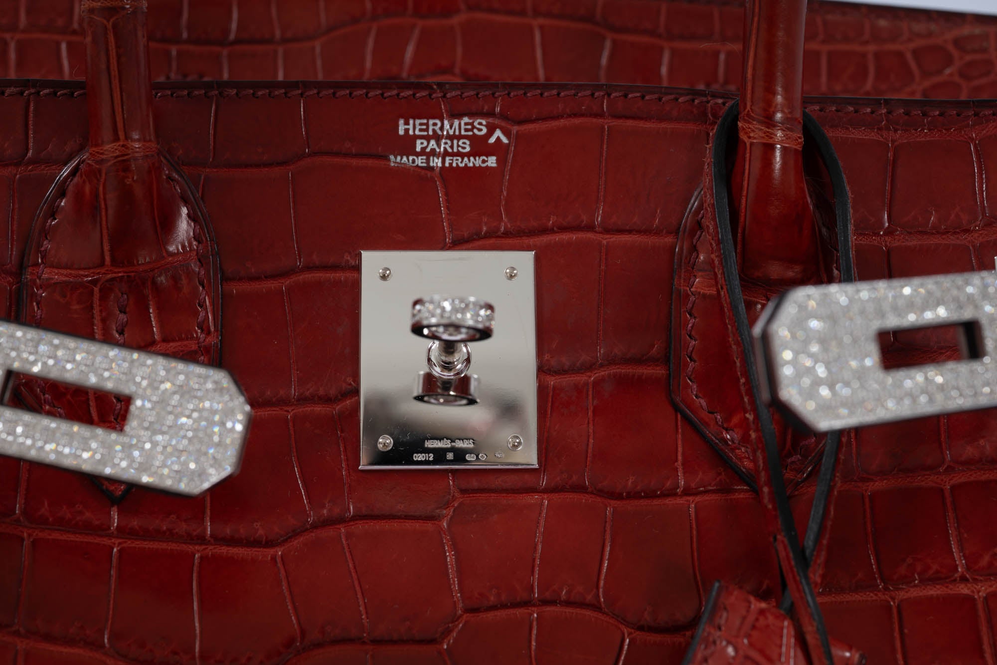 Hermès Birkin 30 Rouge H Matte Porosus Crocodile 18K White Gold and Diamond Hardware