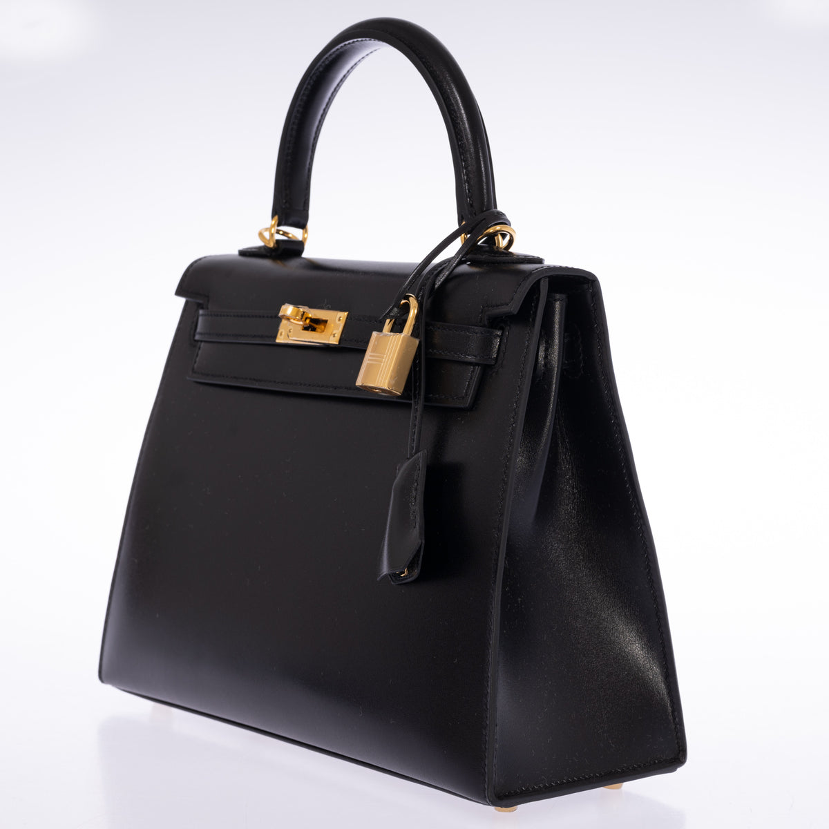 Hermès Kelly 25 Sellier Noir Box Calf Gold Hardware