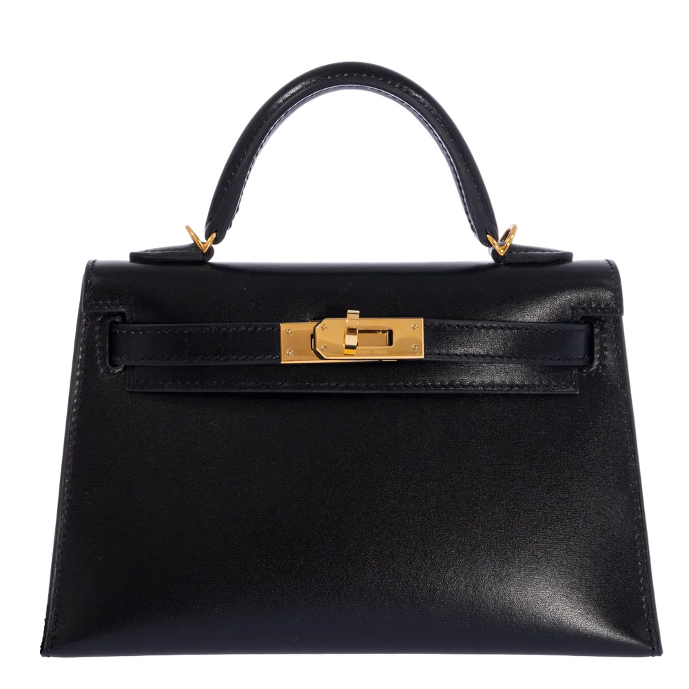 Hermès Kelly 20 Mini II Sellier Noir Box Calf Gold Hardware