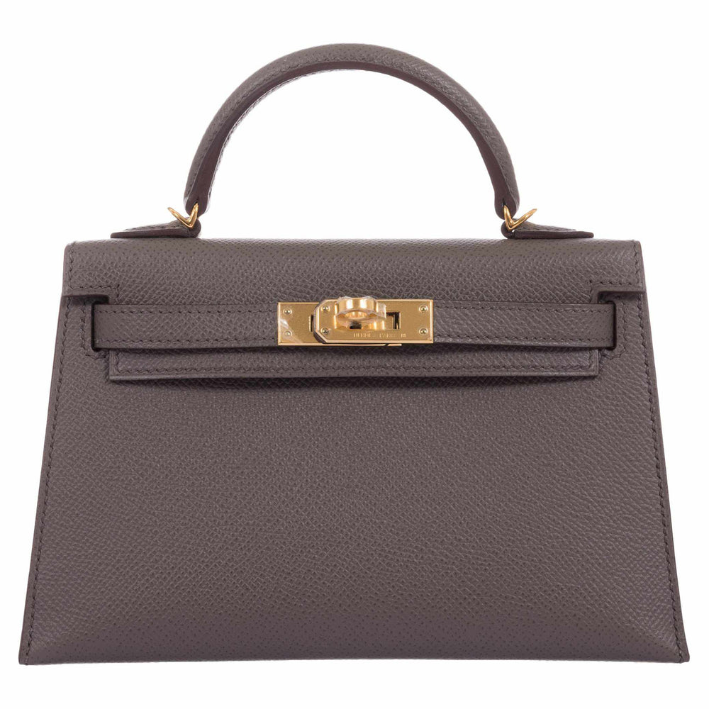 Hermès Kelly 20 Etain Epsom Gold Hardware