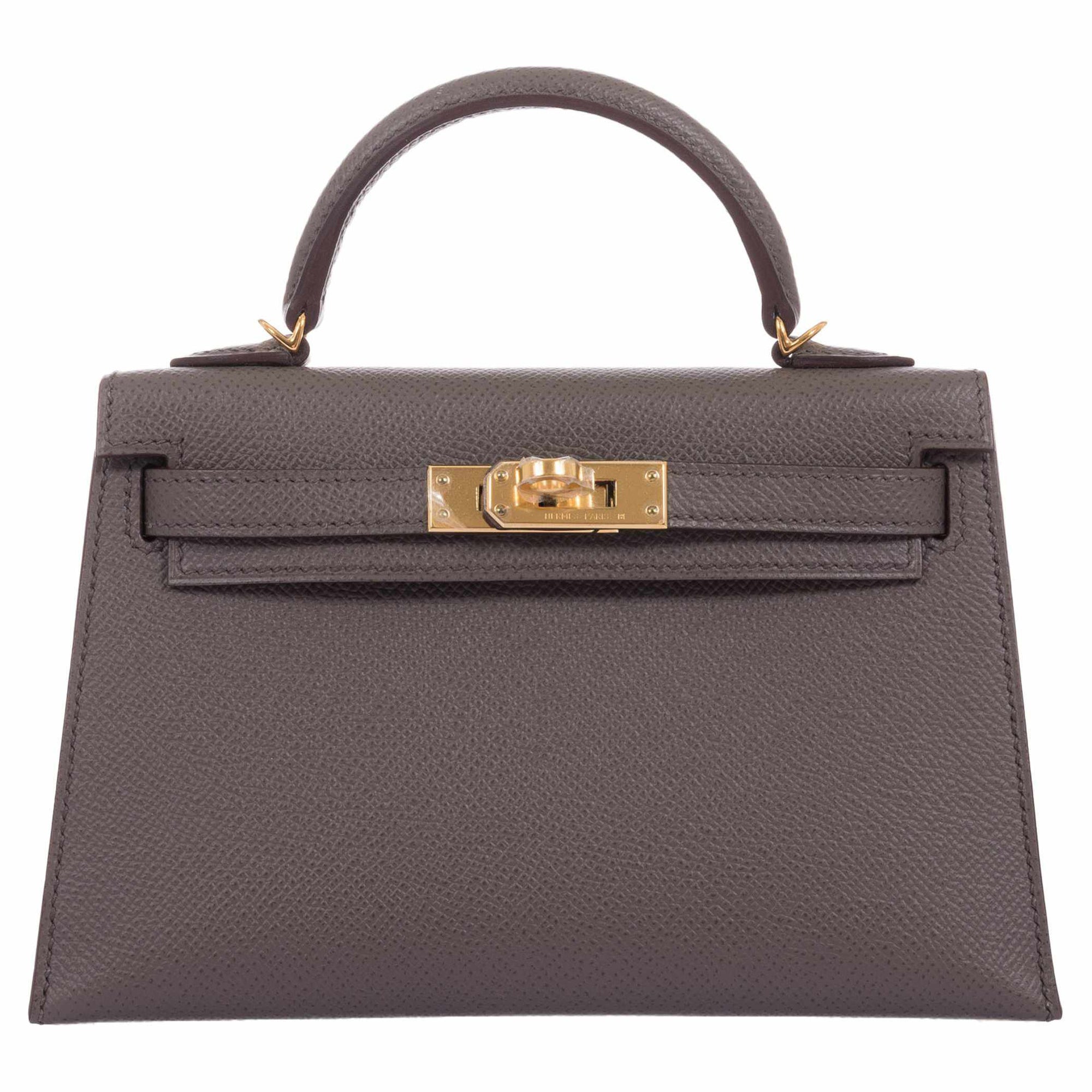 Hermès Kelly 20 Etain Epsom Gold Hardware