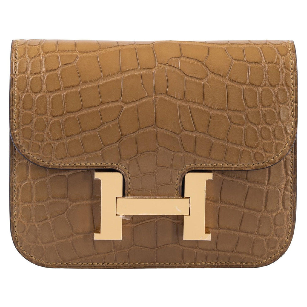 Hermès Constance Slim Wallet Kraft Matte Alligator Gold Hardware