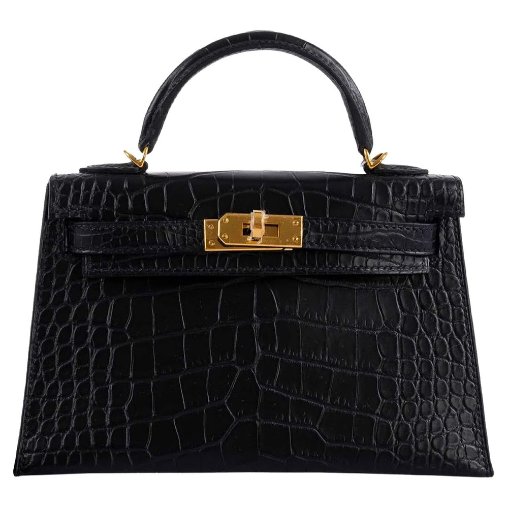 Hermès Kelly 20 Mini II Sellier Black Matte Alligator Gold Hardware