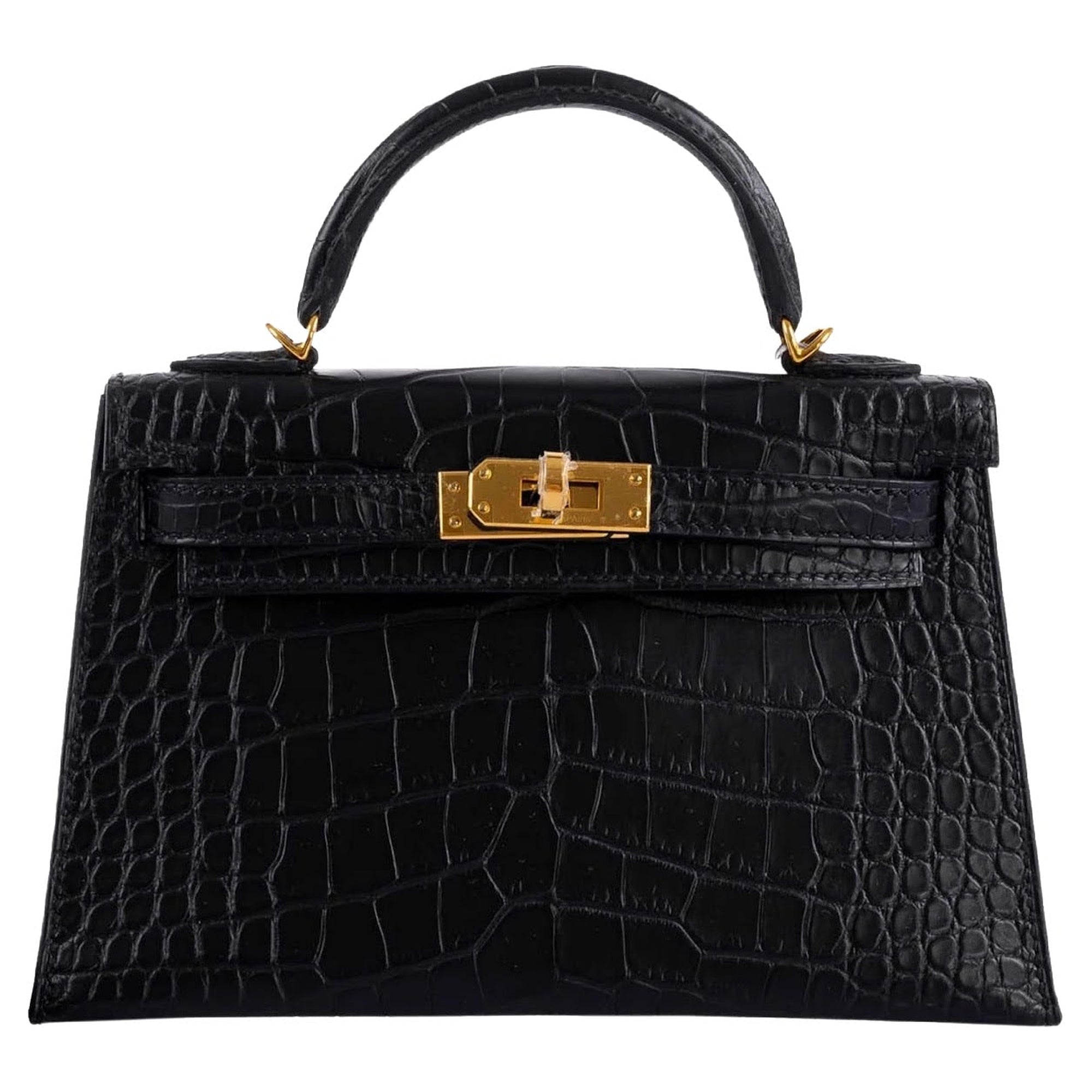 Hermès Kelly 20 Mini II Sellier Black Matte Alligator Gold Hardware