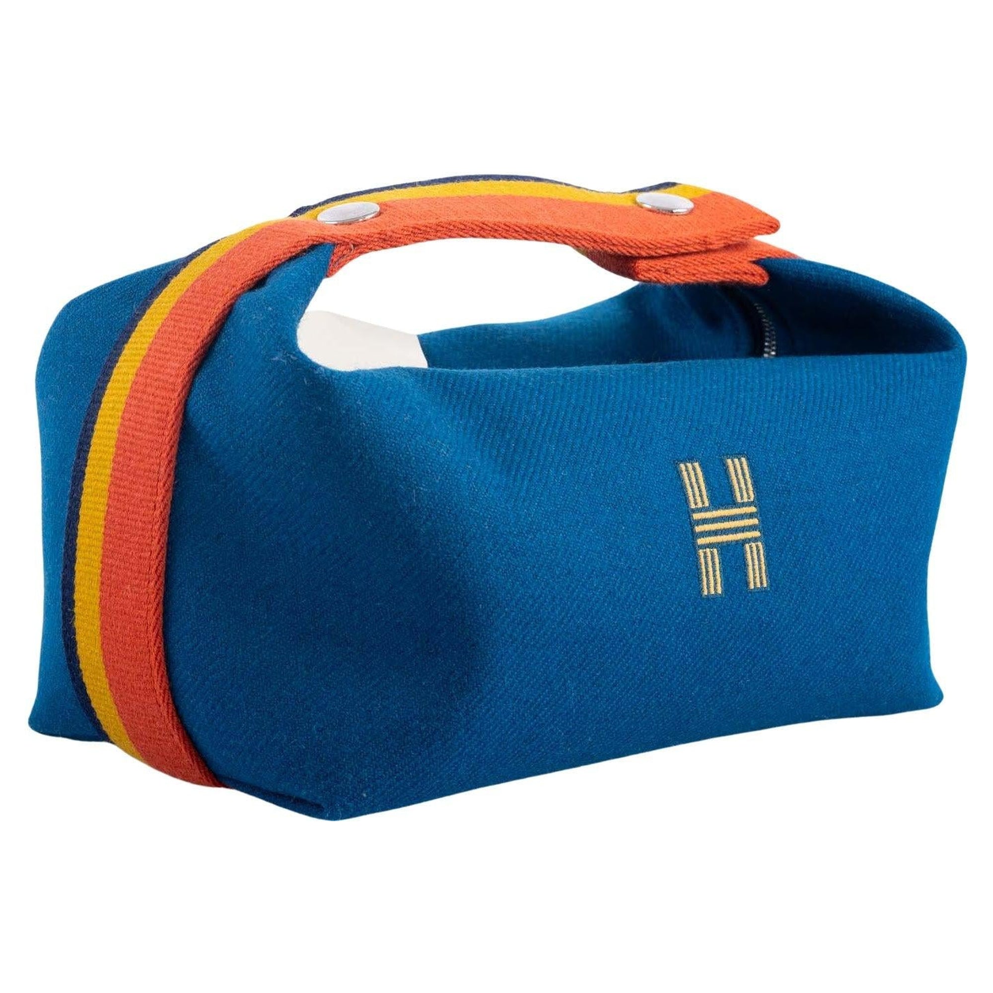 Hermès Bride-a-Brac Blue Paon Wool Rocabar PM Vanity Case