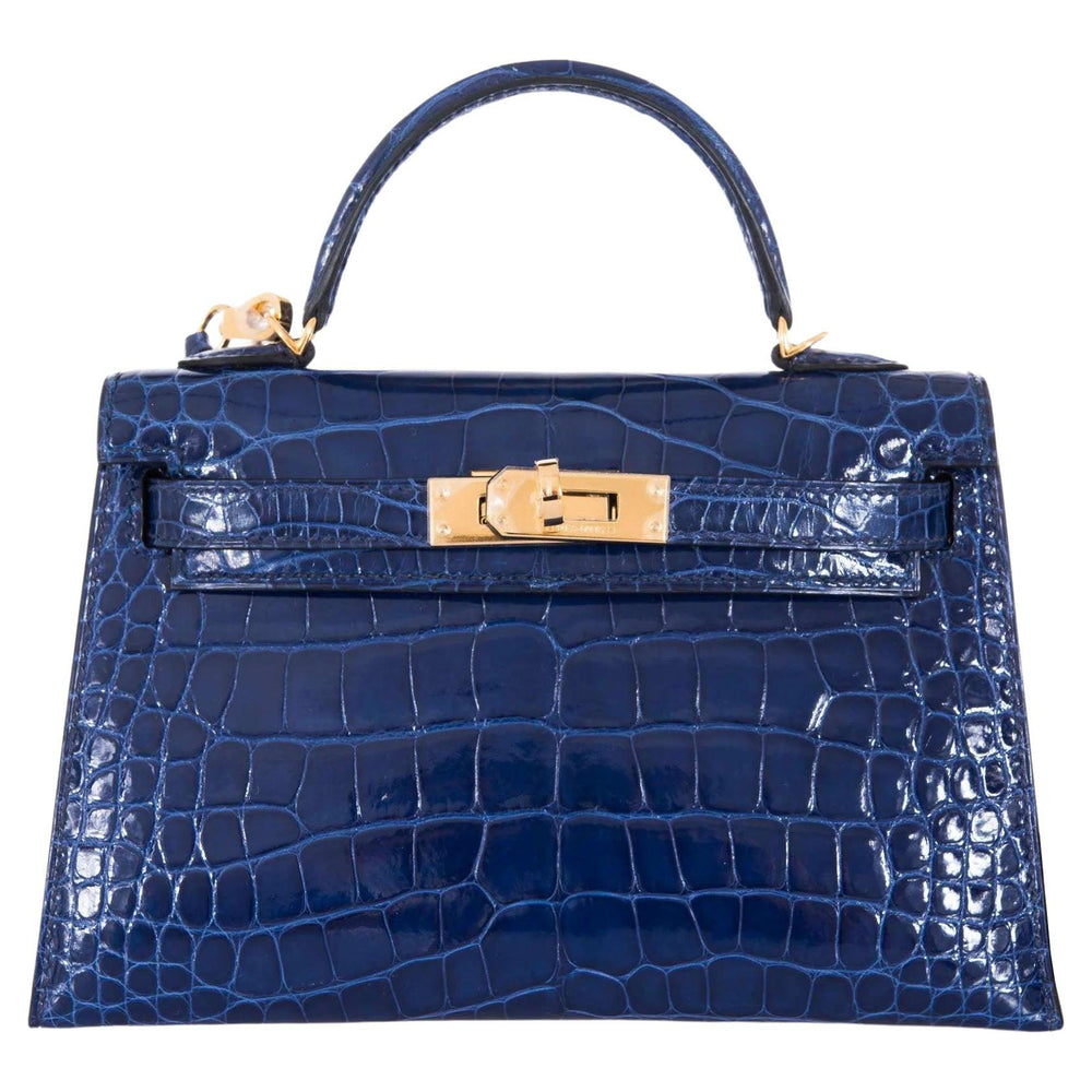 Hermès Kelly 20 Mini II Sellier Blue Sapphire Alligator Gold Hardware