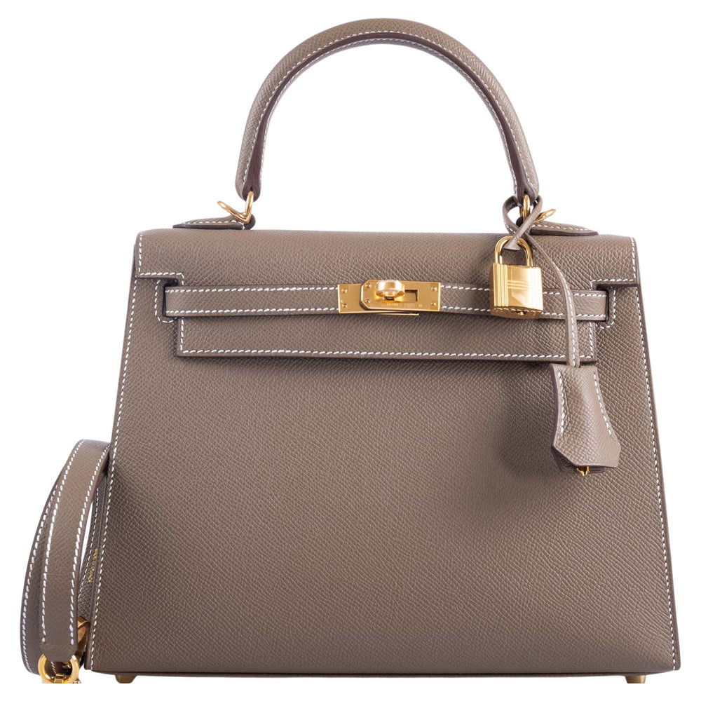 Hermès Kelly 25 Sellier Etoupe Epsom with Gold Hardware
