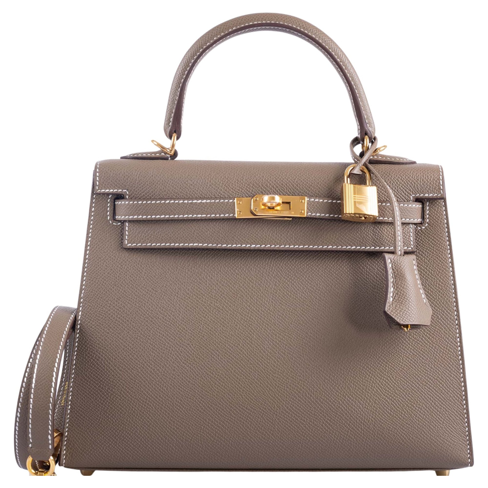 Hermès Kelly 25 Sellier Etoupe Epsom with Gold Hardware
