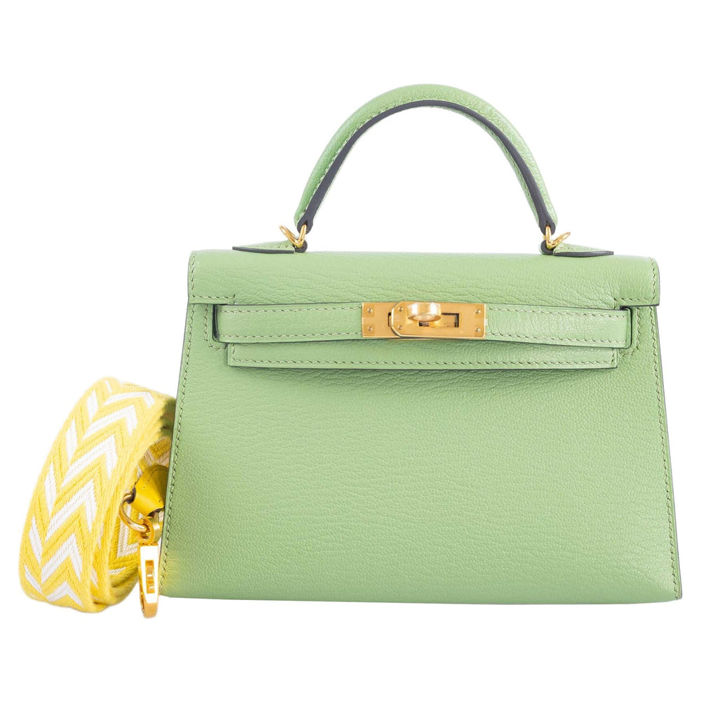 Hermès Mini Kelly II 20 Vert Criquet Chèvre Mysore Gold Hardware