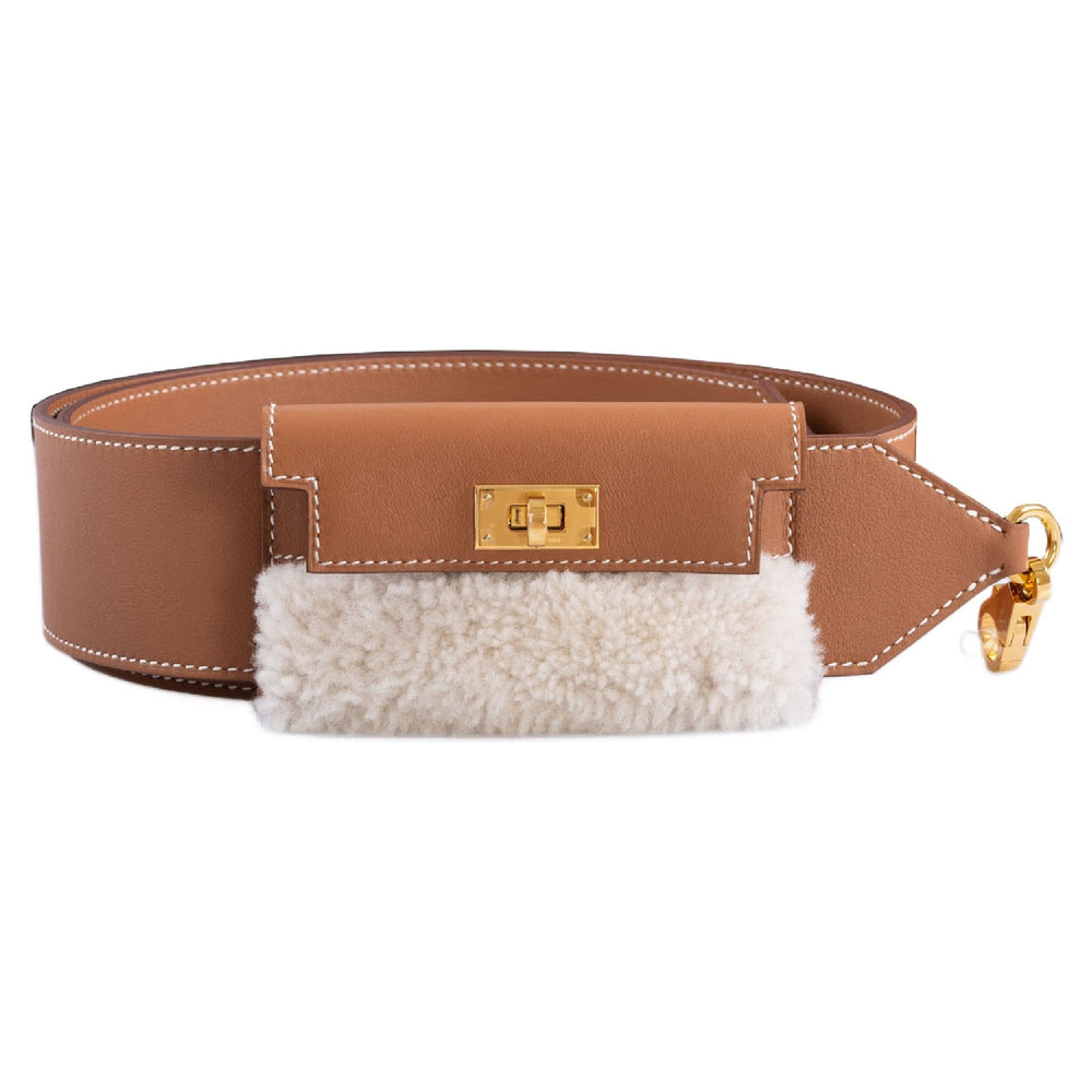 Hermès Kelly Pochette Teddy Shoulder Strap Gold Shearling and Swift Gold Hardware