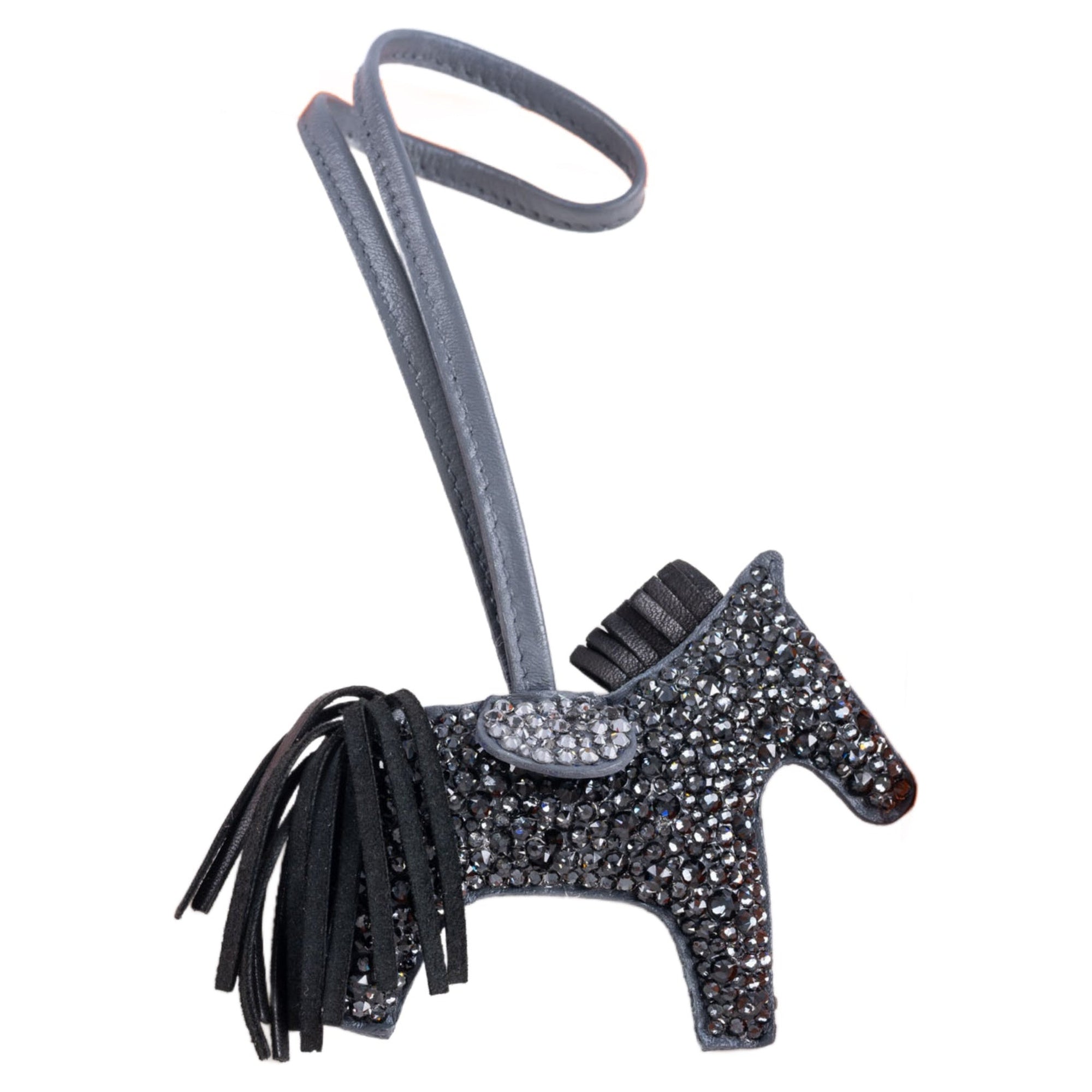 Hermès Rodeo Black Bag Charm Custom Swarovski PM