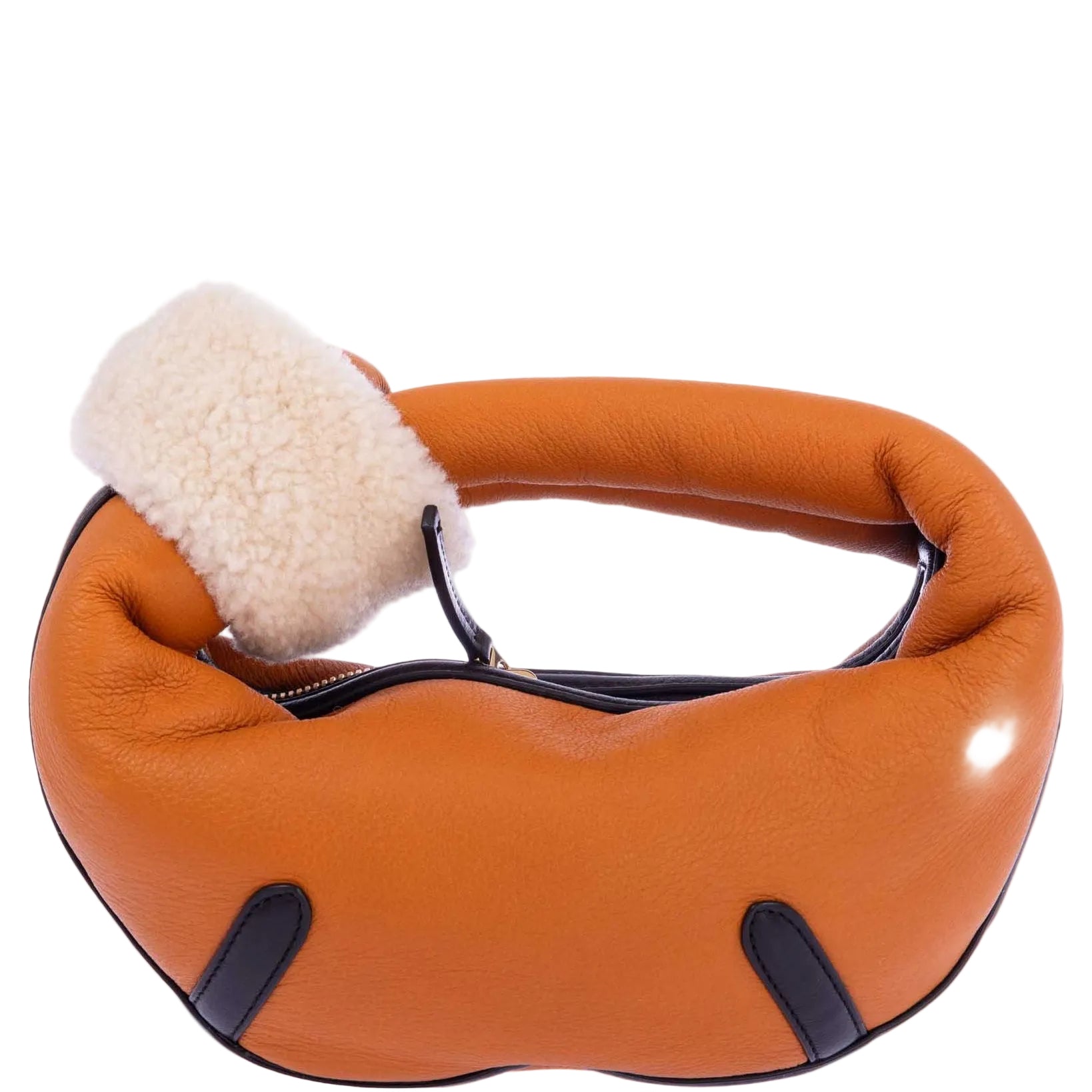 Bottega Veneta Mini Jodie Honey Calfskin Shearling Aviator Gold Hardware