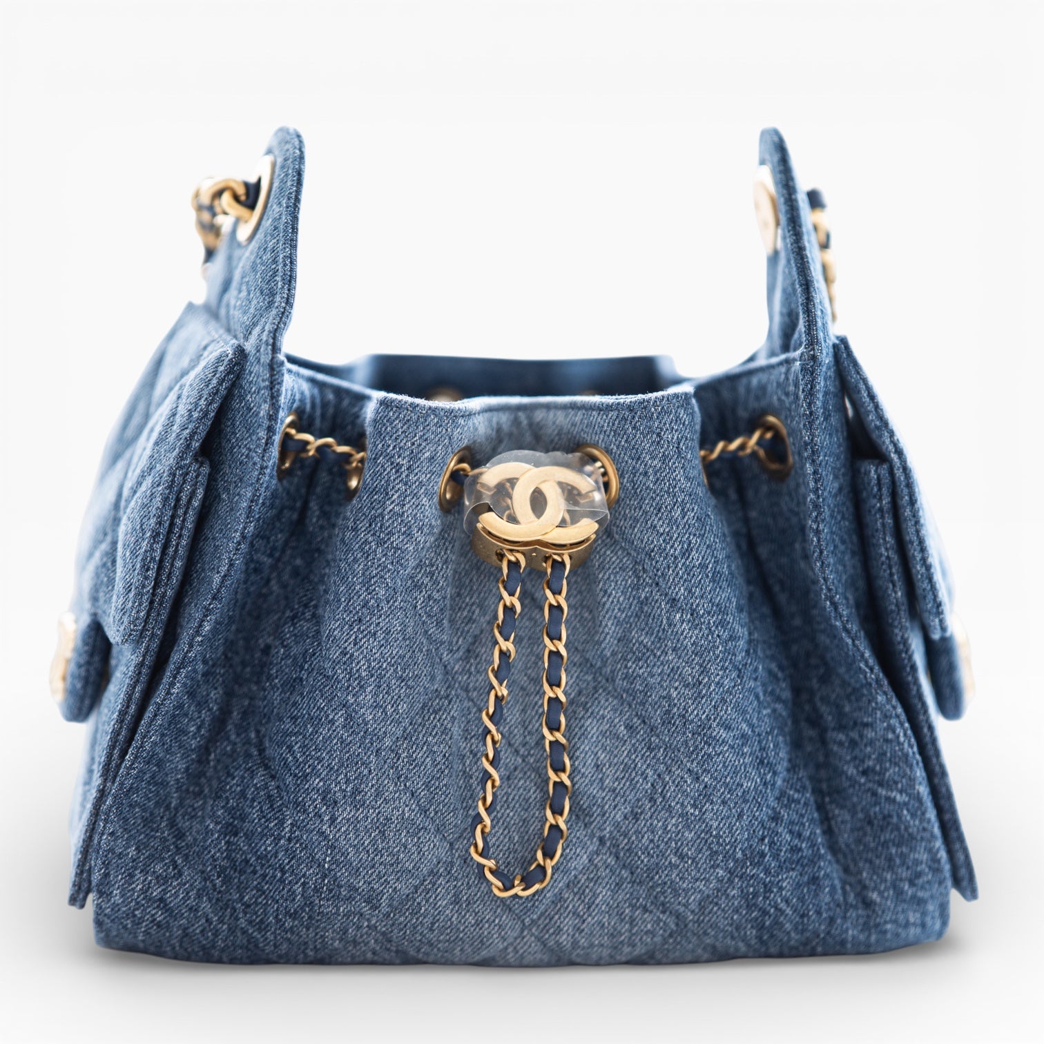 Chanel 25 Mini Washed Denim Blue Gold Hardware | JANEFINDS
