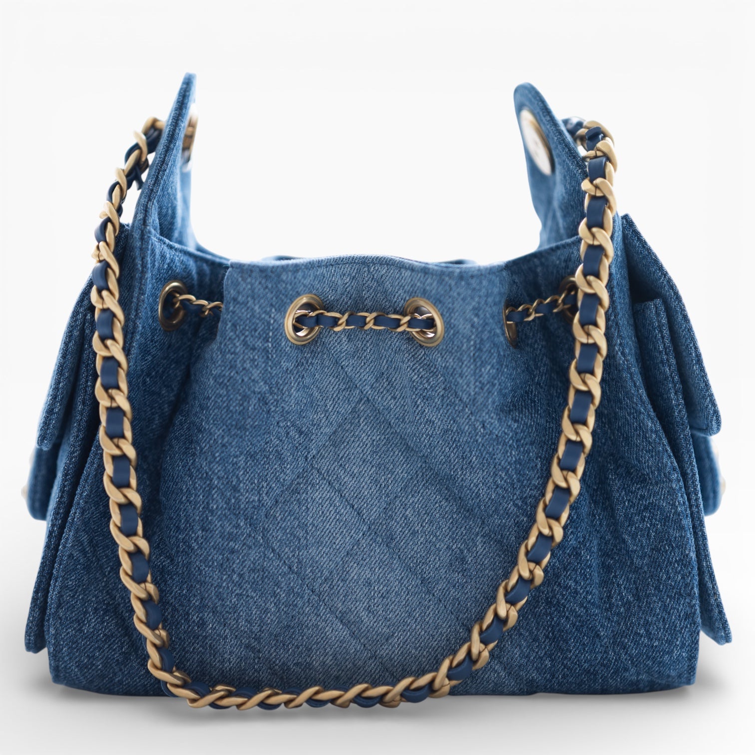 Chanel 25 Mini Washed Denim Blue Gold Hardware | JANEFINDS