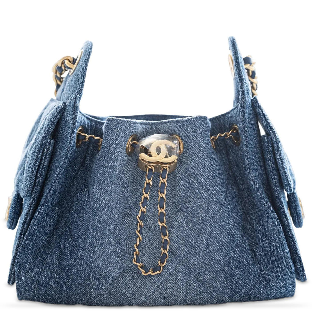 Chanel 25 Mini Washed Denim Blue Gold Hardware | JANEFINDS