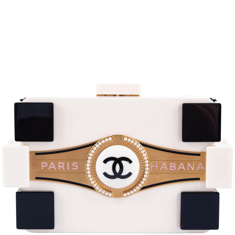 Chanel Boy Brick Minaudière Paris-Habana White & Black Plexiglass Gold Hardware