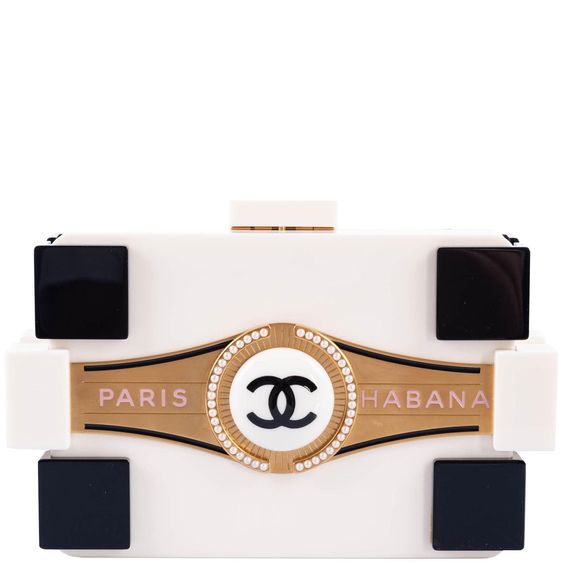 Chanel Boy Brick Minaudière Paris-Habana White & Black Plexiglass Gold Hardware