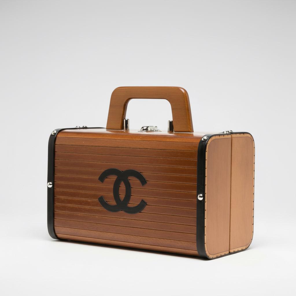 Chanel CC Wooden Vanity Bag Silver Hardware