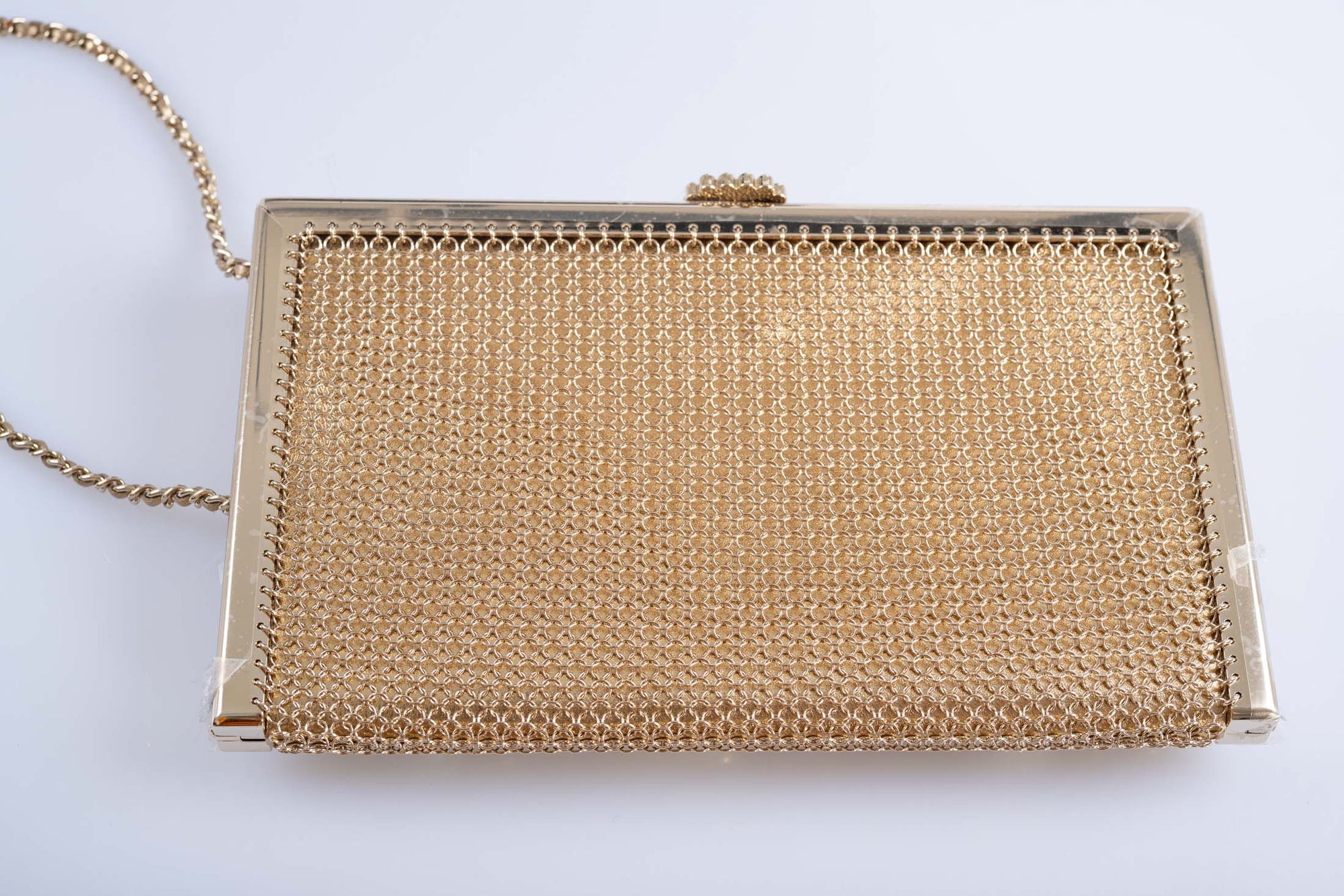 Chanel Camellia Charms Minaudière Gold Metal Pearl and Enamel Gold Hardware