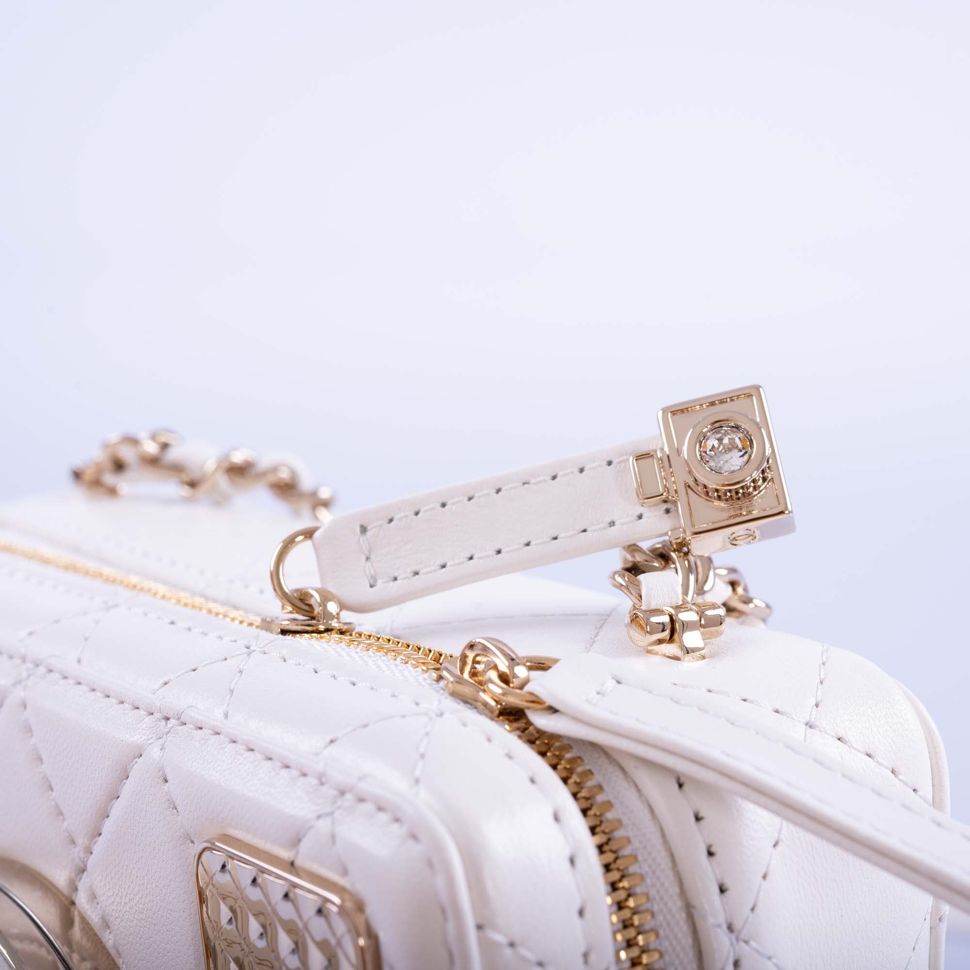 Chanel Camera Bag White Lambskin Gold Hardware Spring-Summer 2024