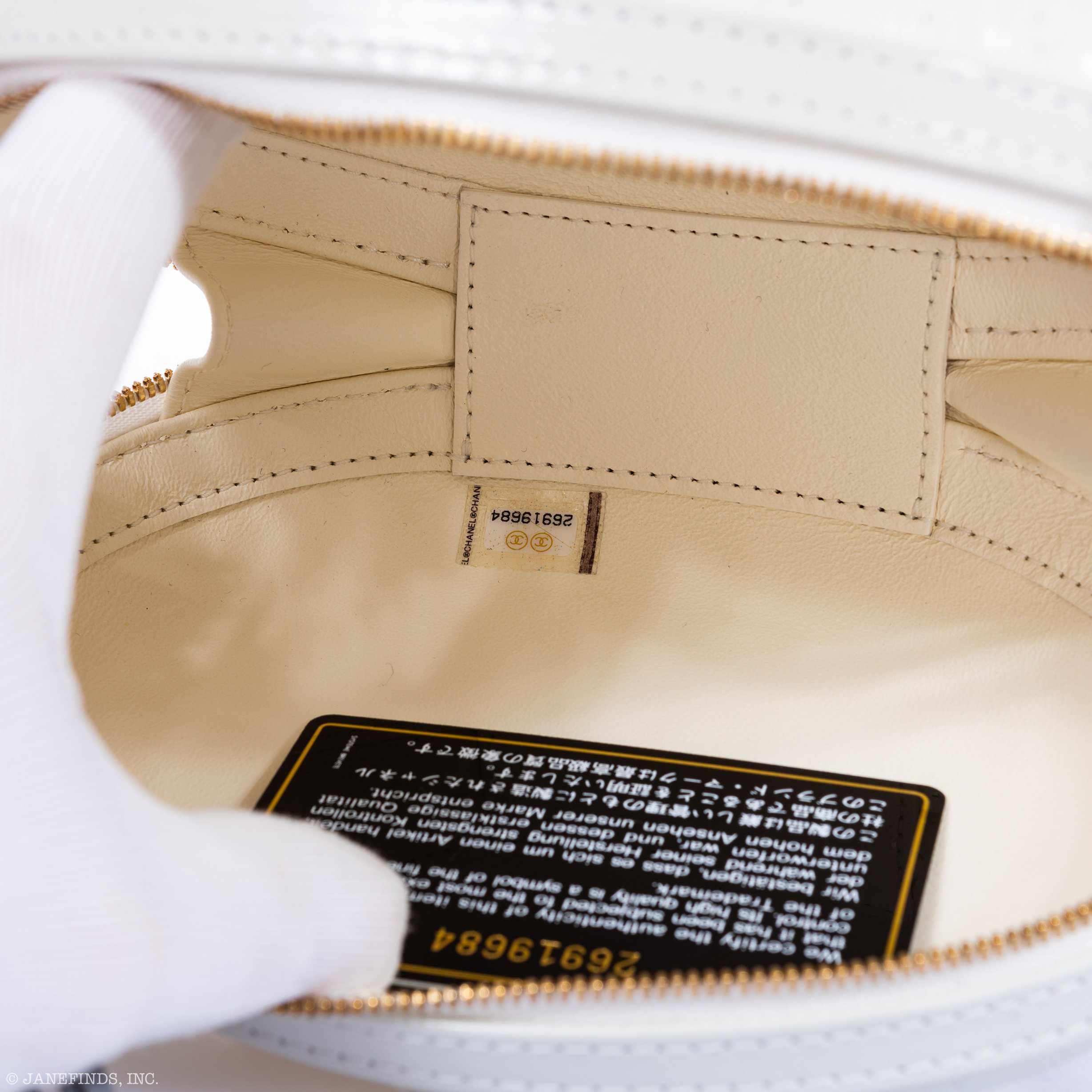 Chanel La Pausa Oval Evening Bag White Chevron Lambskin Multicolor Appliqué Gold Hardware