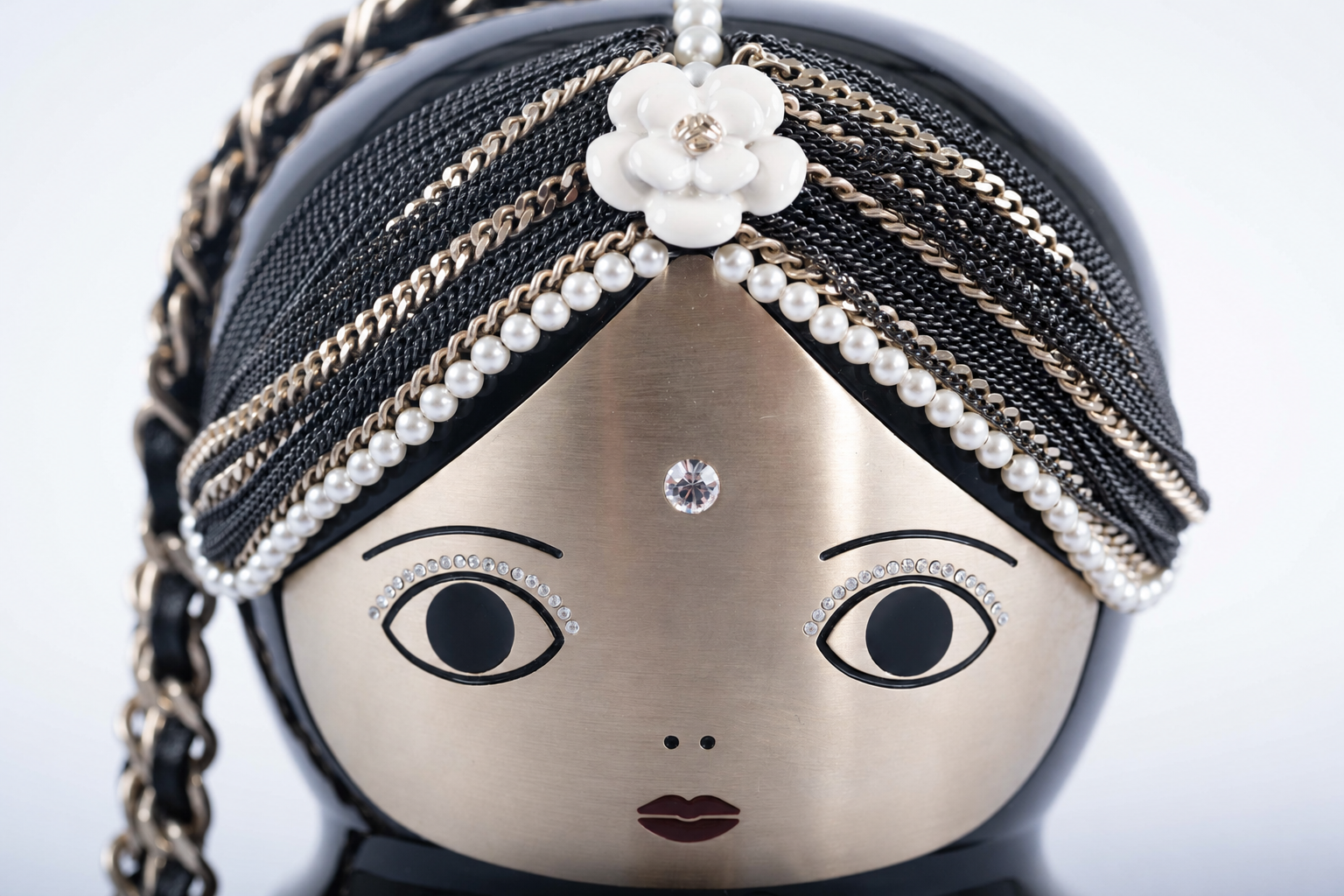 Chanel Matryoshka Doll Minaudière Paris-Bombay Métiers d'Art 2012 Black Lucite Aged Gold Hardware