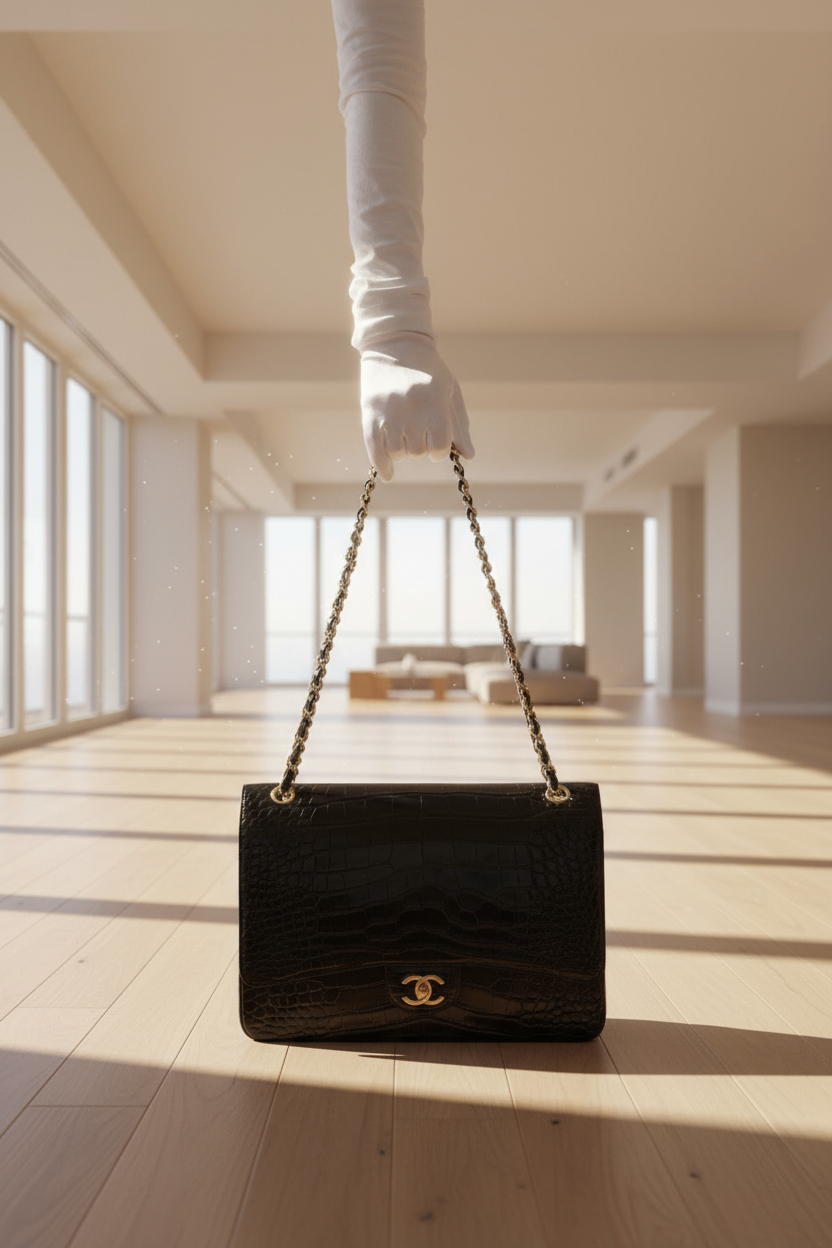 Chanel Maxi XL Matte Alligator Double Flap with Gold Hardware