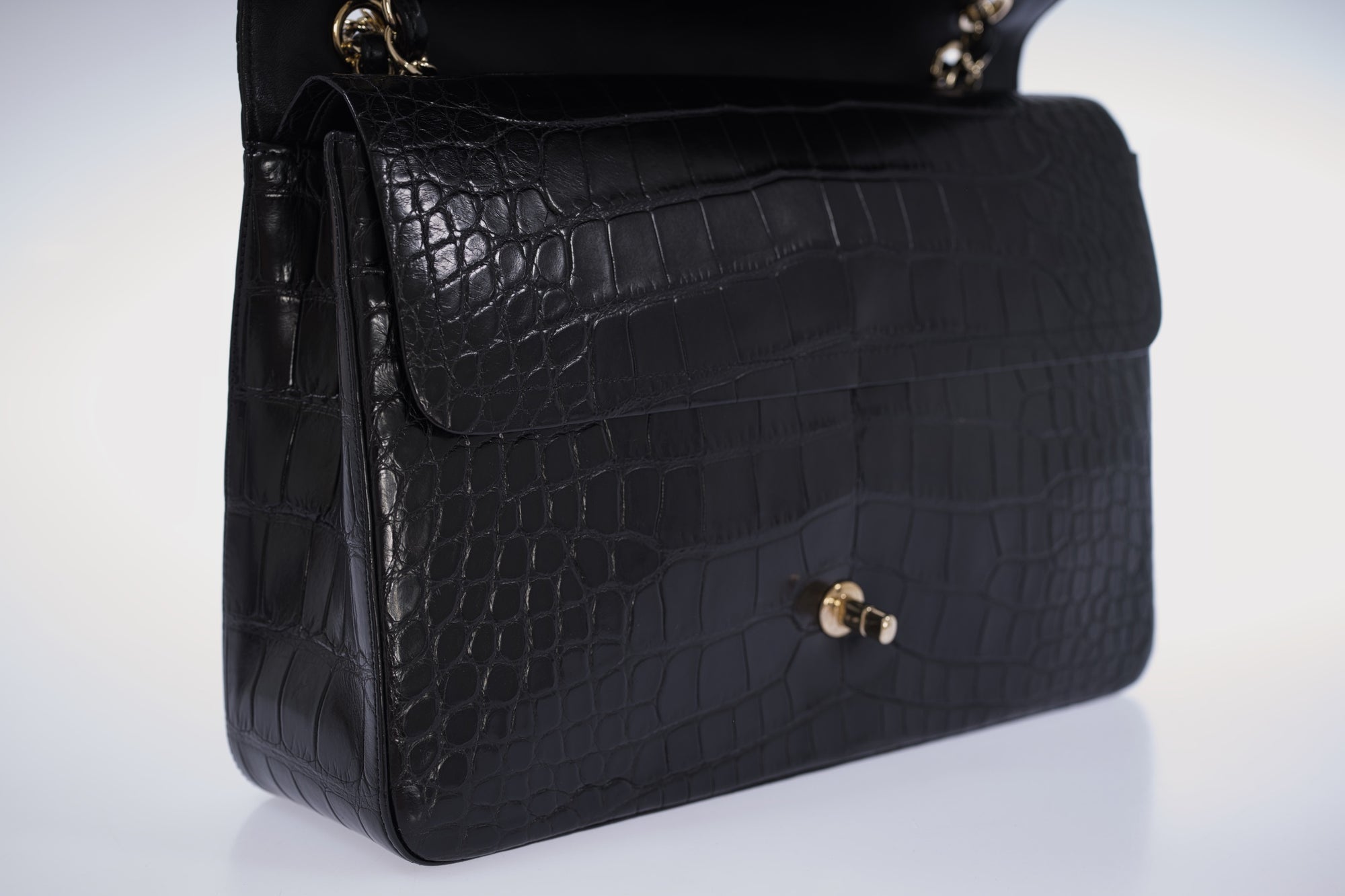 Chanel Maxi XL Matte Alligator Double Flap with Gold Hardware