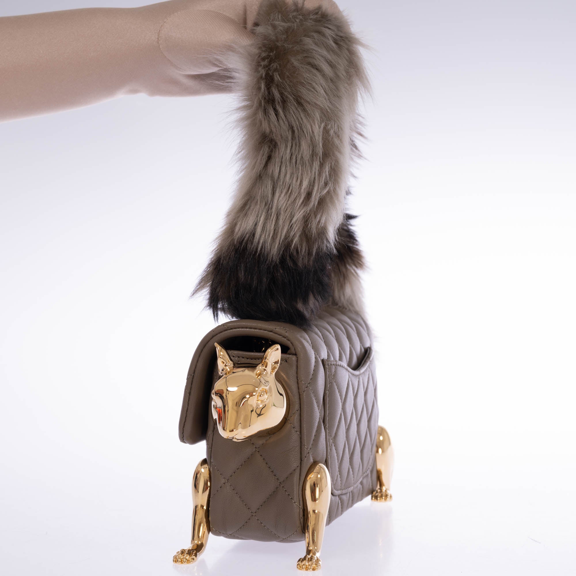 Chanel Métiers d'Art 2026 Squirrel Mini Flap Bag Dark Khaki Lambskin and Shearling Gold Hardware