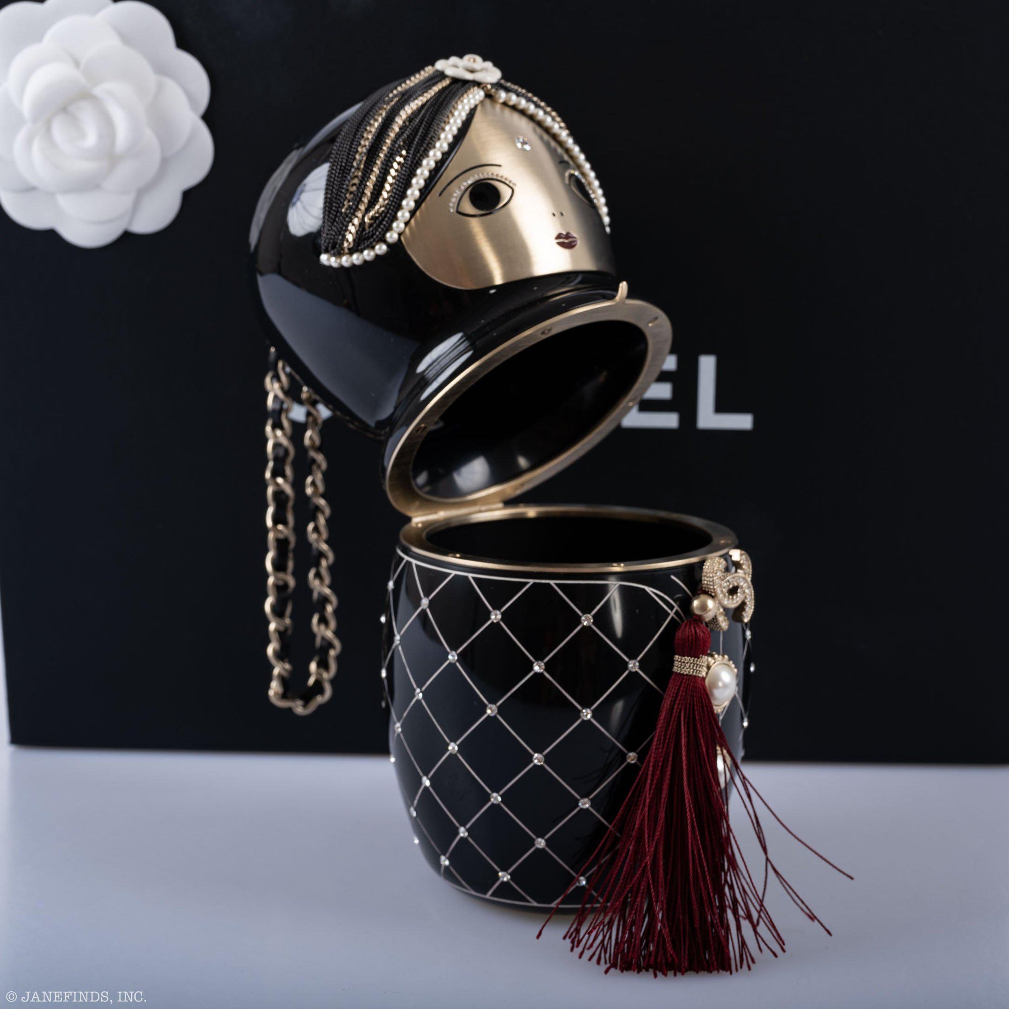 Chanel Matryoshka Doll Minaudière Paris-Bombay Métiers d'Art 2012 Black Lucite Aged Gold Hardware
