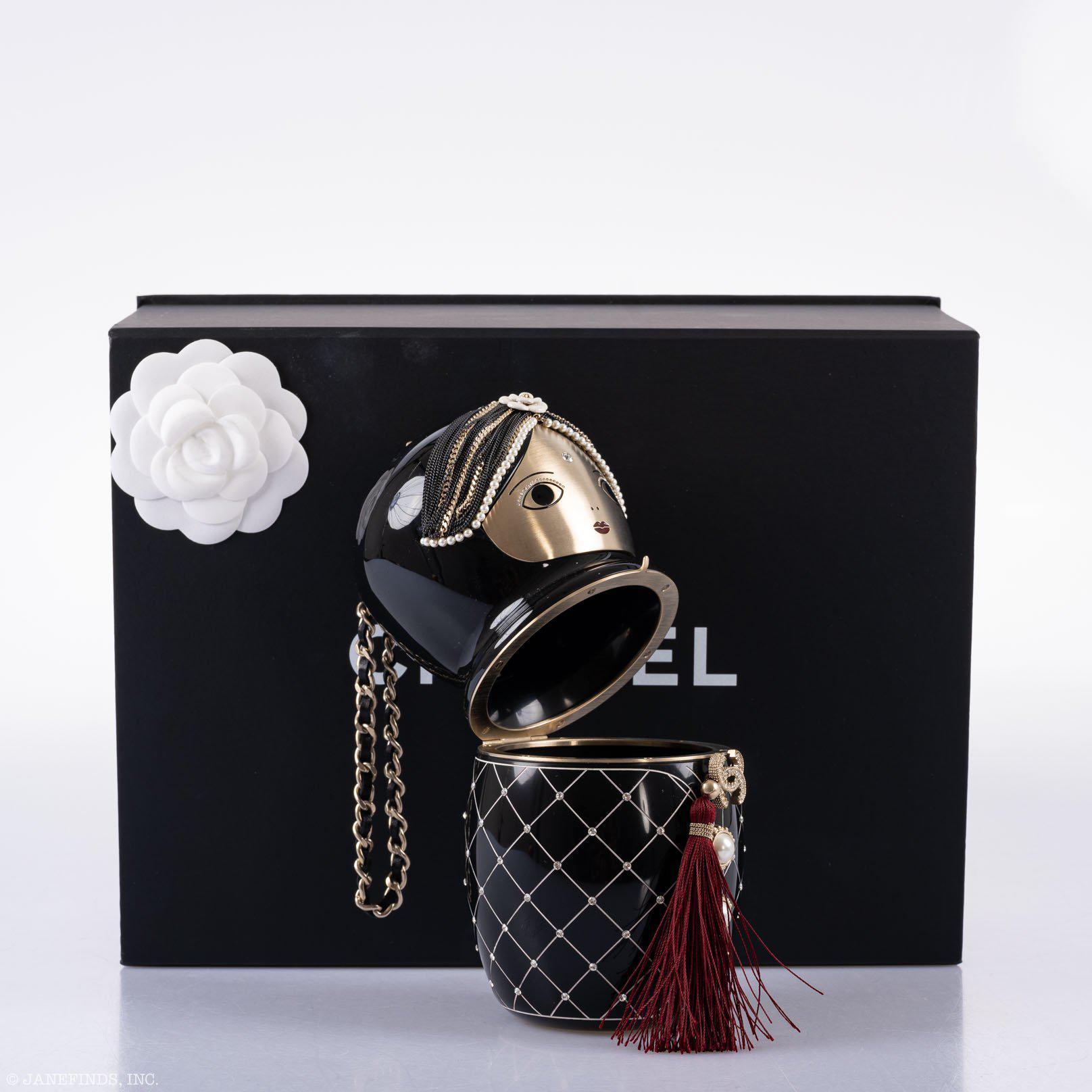 Chanel Matryoshka Doll Minaudière Paris-Bombay Métiers d'Art 2012 Black Lucite Aged Gold Hardware