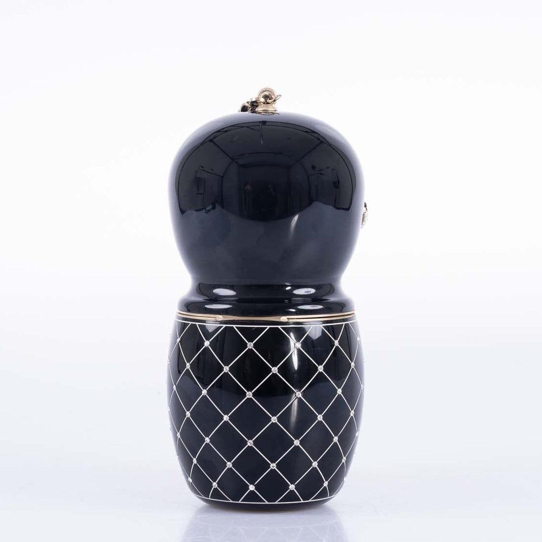 Chanel Matryoshka Doll Minaudière Paris-Bombay Métiers d'Art 2012 Black Lucite Aged Gold Hardware