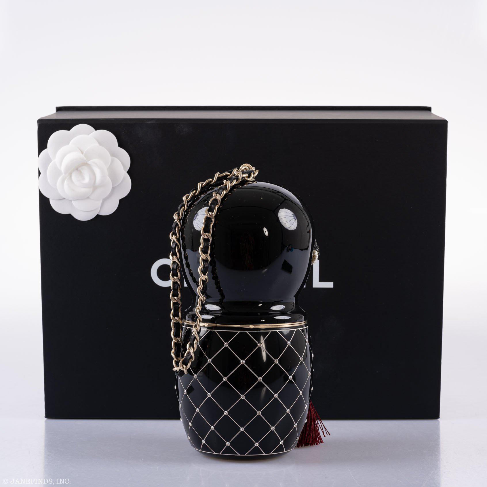 Chanel Matryoshka Doll Minaudière Paris-Bombay Métiers d'Art 2012 Black Lucite Aged Gold Hardware