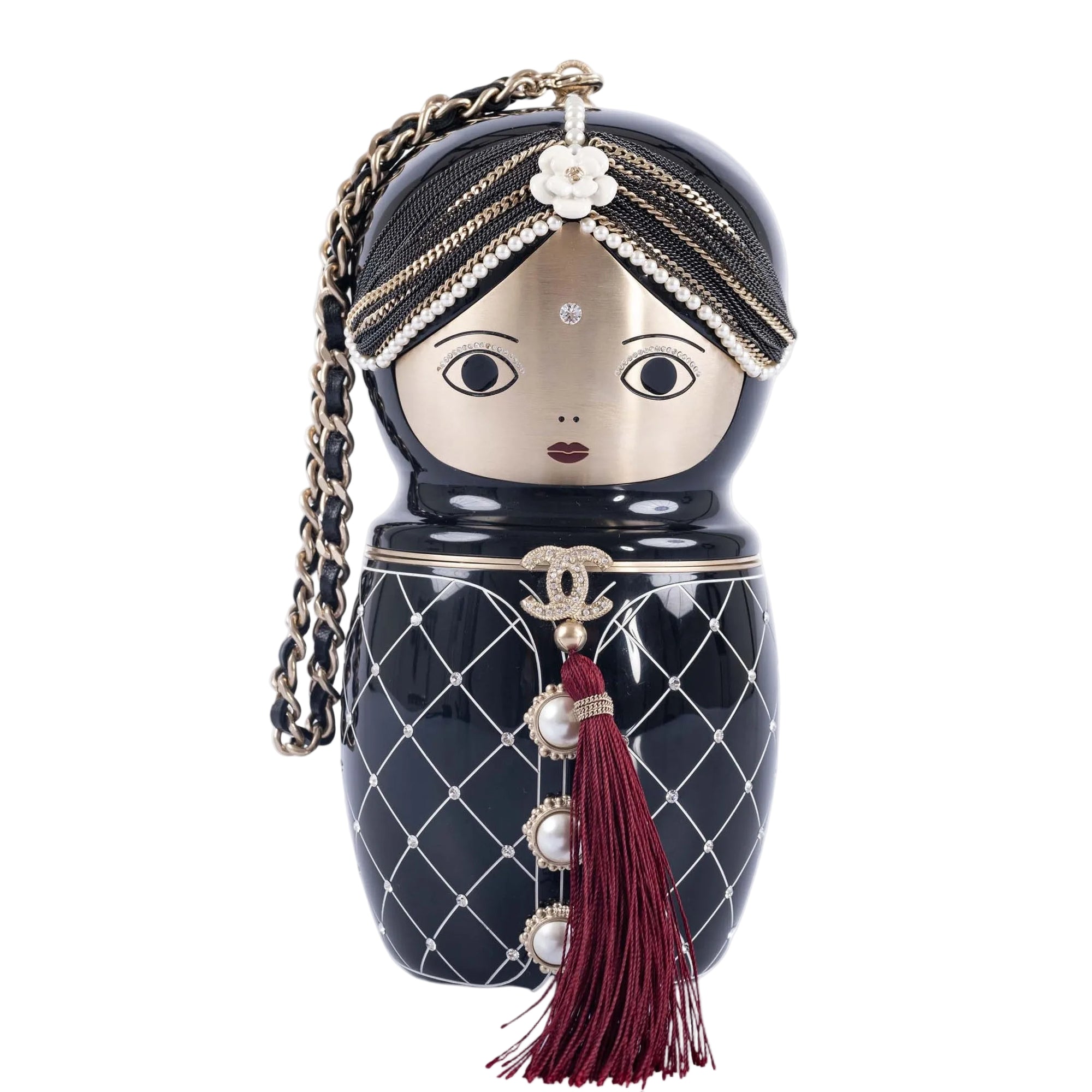 Chanel Matryoshka Doll Minaudière Paris-Bombay Métiers d'Art 2012 Black Lucite Aged Gold Hardware