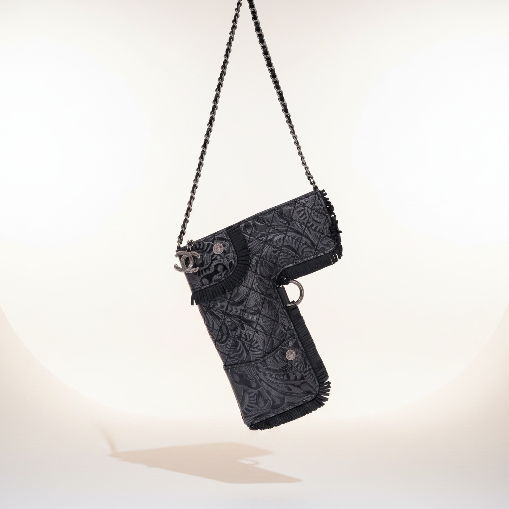 Chanel Paris-Dallas Holster Crossbody Black Tooled Leather Silver Hardware
