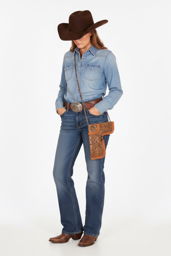 Chanel Paris-Dallas Holster Crossbody Brown Tooled Calfskin Ruthenium Hardware