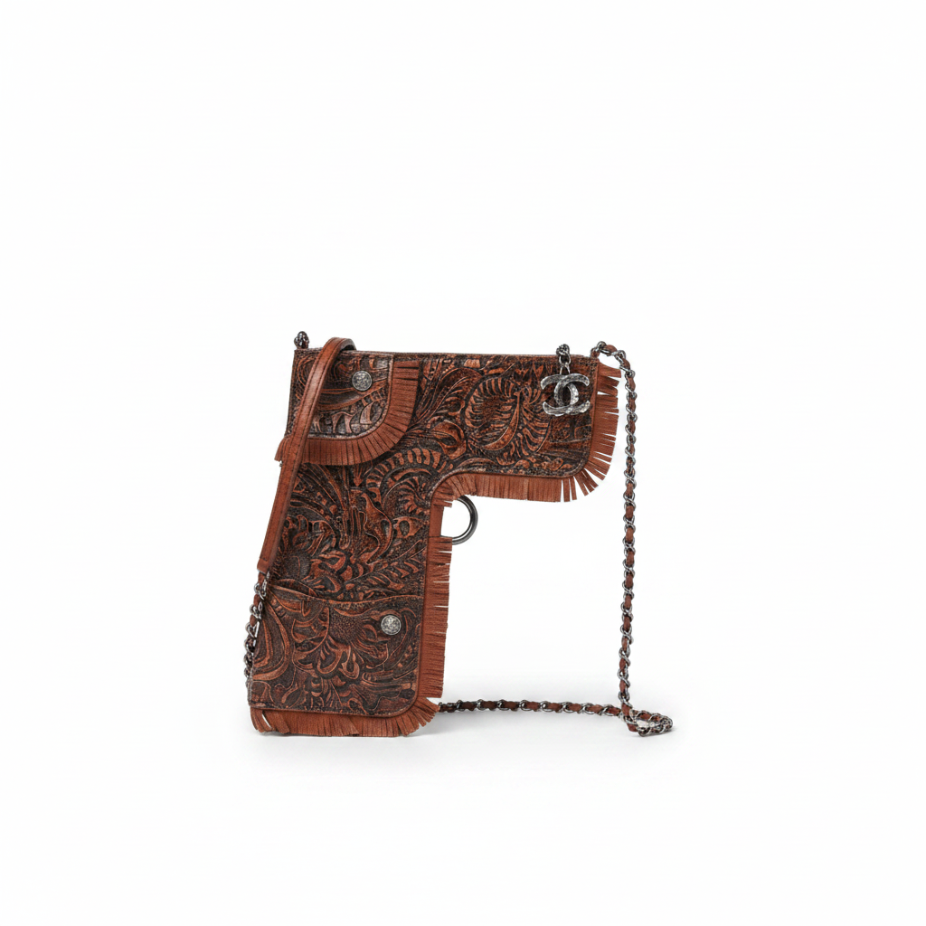 Chanel Paris-Dallas Holster Crossbody Brown Tooled Calfskin Ruthenium Hardware
