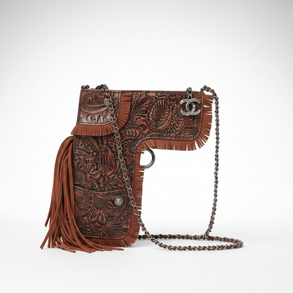Chanel Paris-Dallas Holster Crossbody Brown Tooled Calfskin Ruthenium Hardware